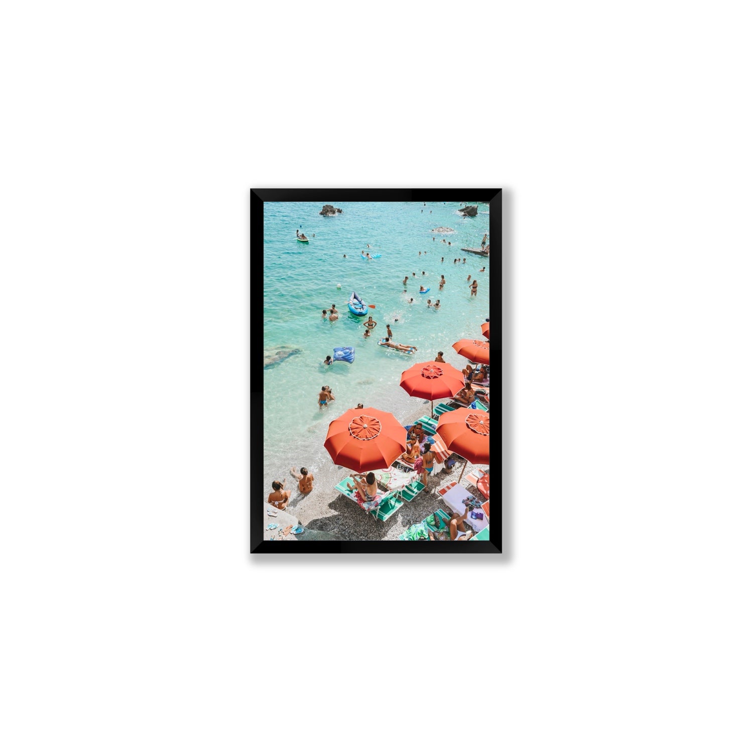 Easy Street Capri Italian beach wall art Medium full-bleed fine art print in black frame
