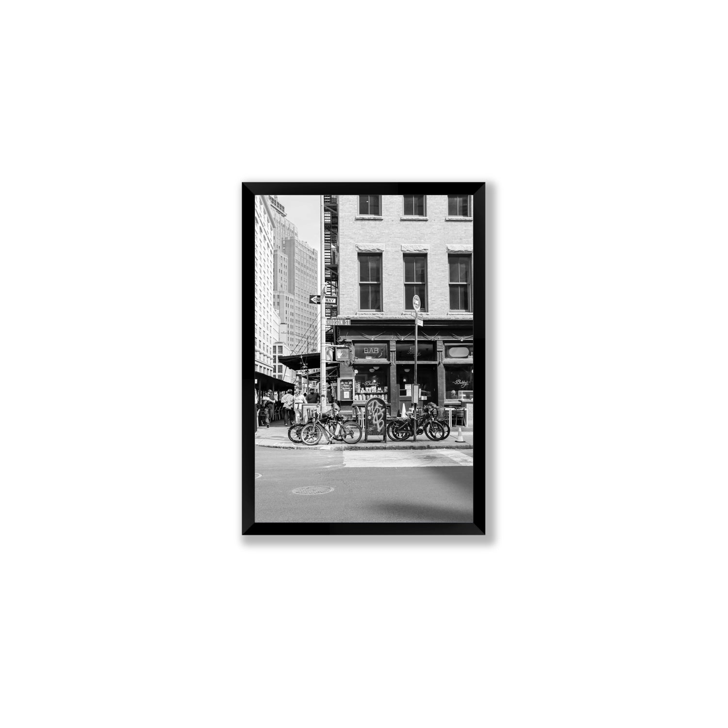 Bites Of The Big Apple New York NYC Black & White wall art Medium full-bleed fine art print in black frame