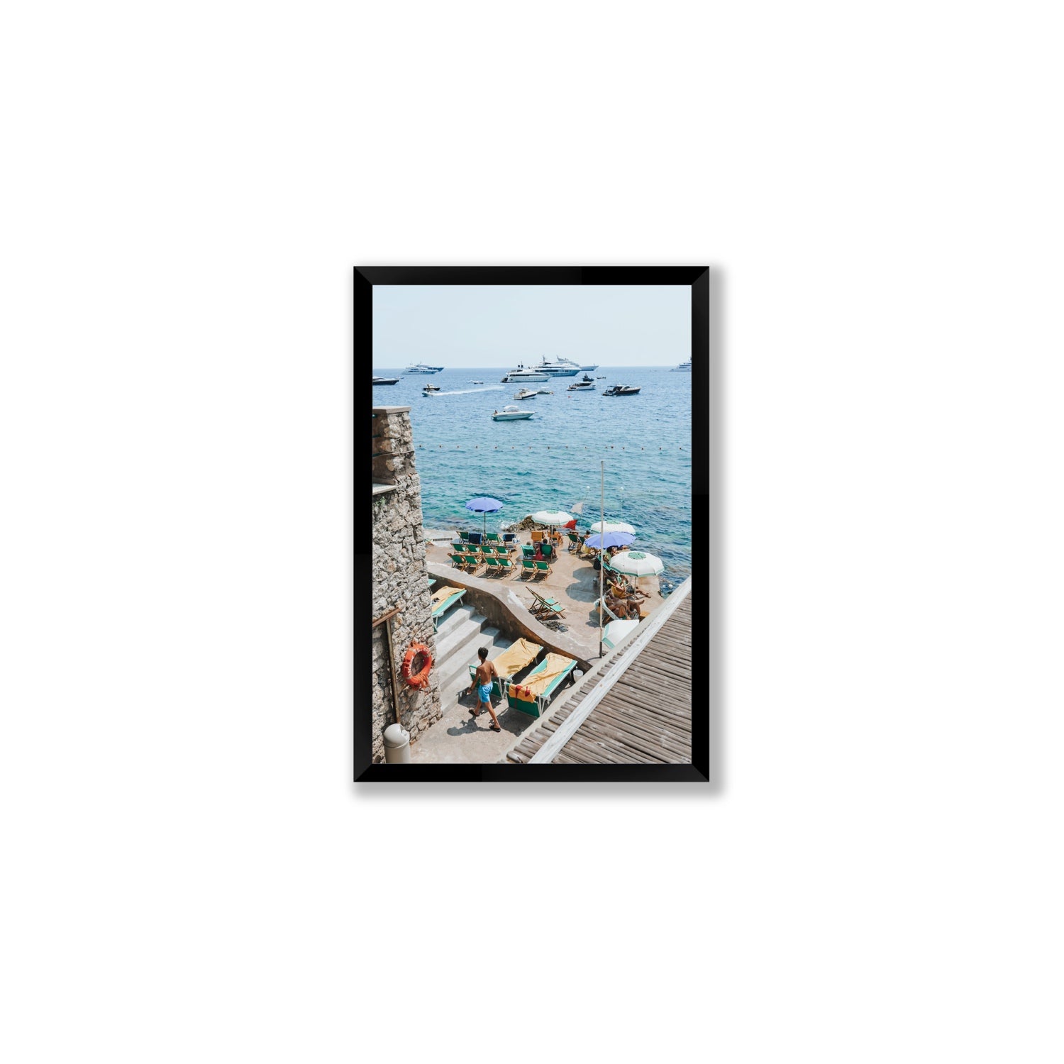 Canzone di Capri Capri Italian beach wall art Medium full-bleed fine art print in black frame
