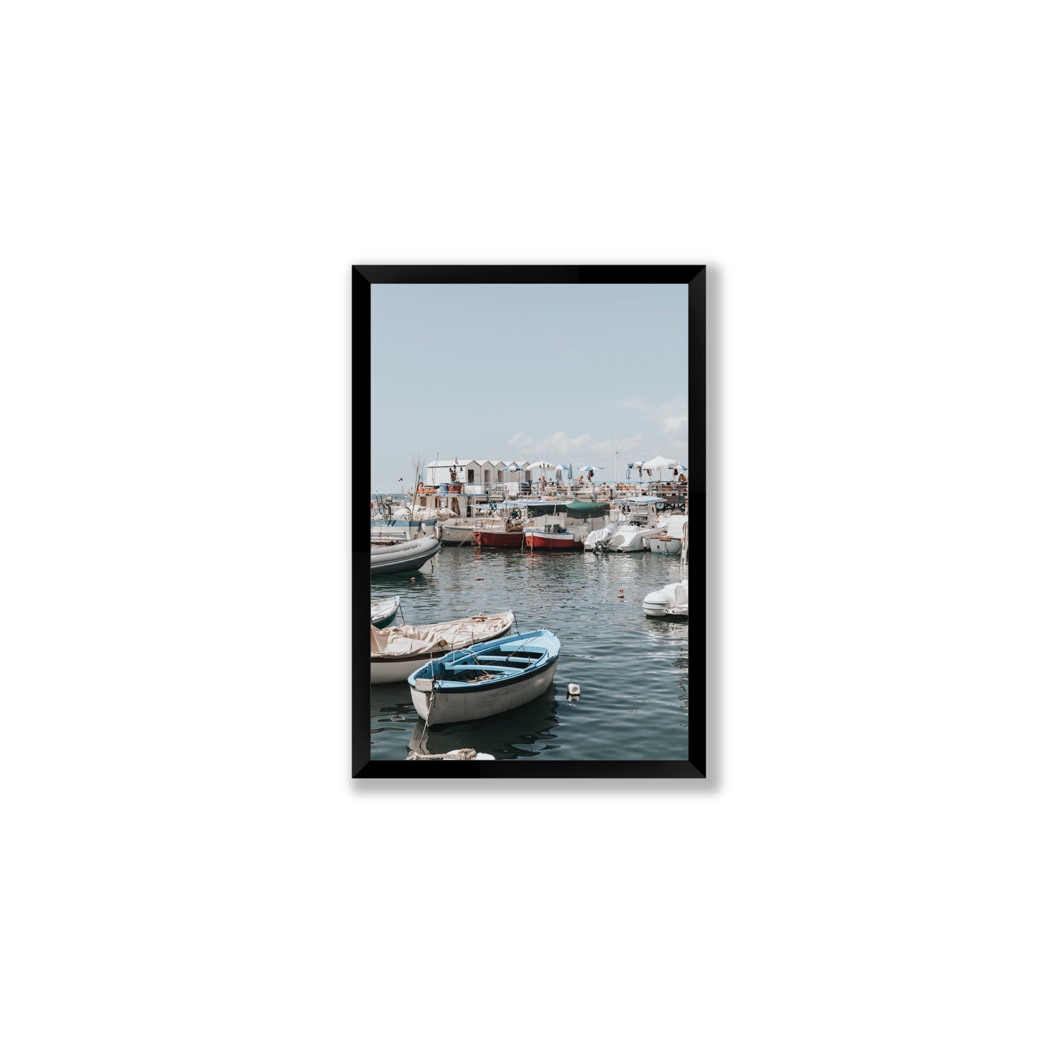 Harbour Hues Sorrento coastal Carousel wall art Medium full-bleed fine art print in black frame