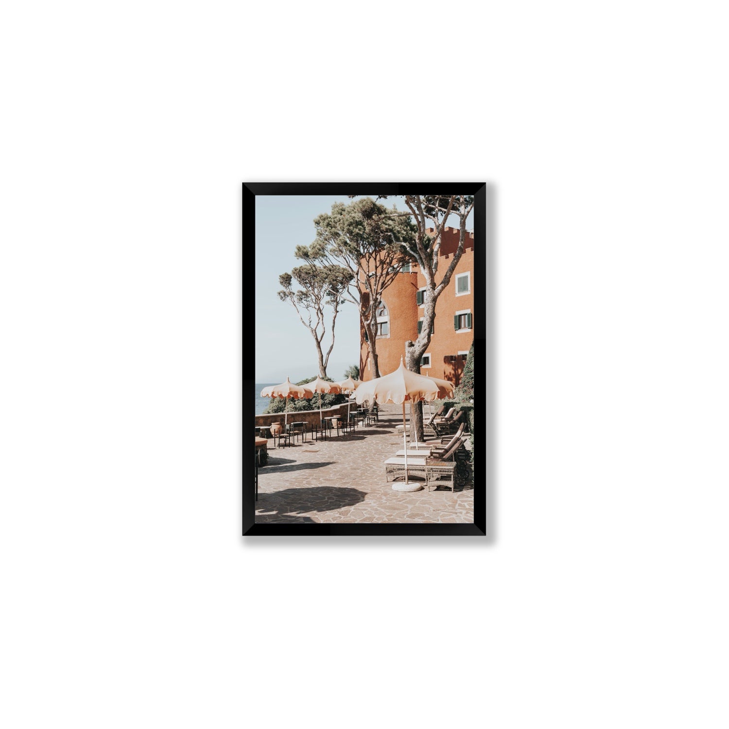 Mezzatorre Ischia Italian Mediterranean decor wall art Medium full-bleed fine art print in black frame