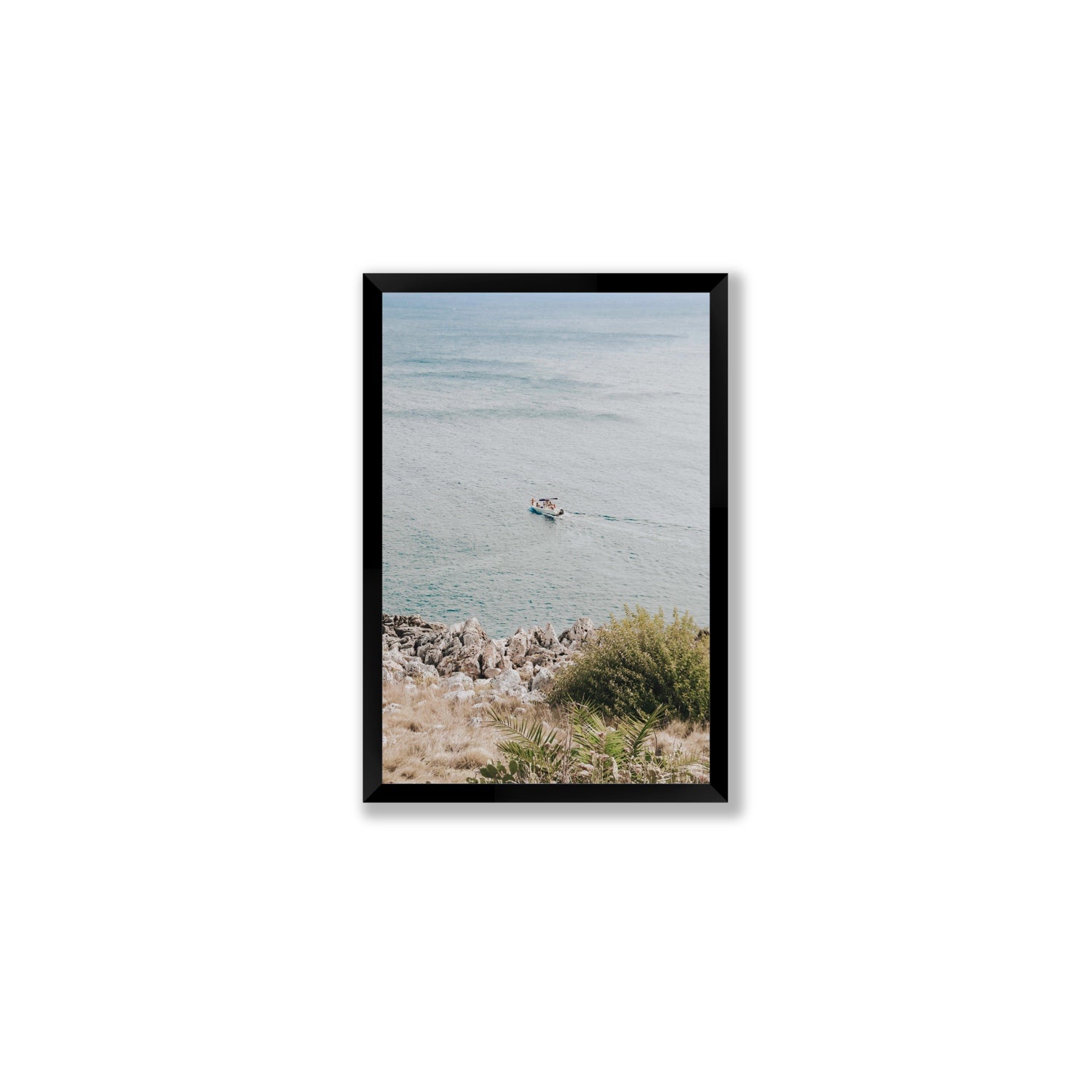 Puglian Departure Puglia coastal Italian wall art Medium full-bleed fine art print in black frame