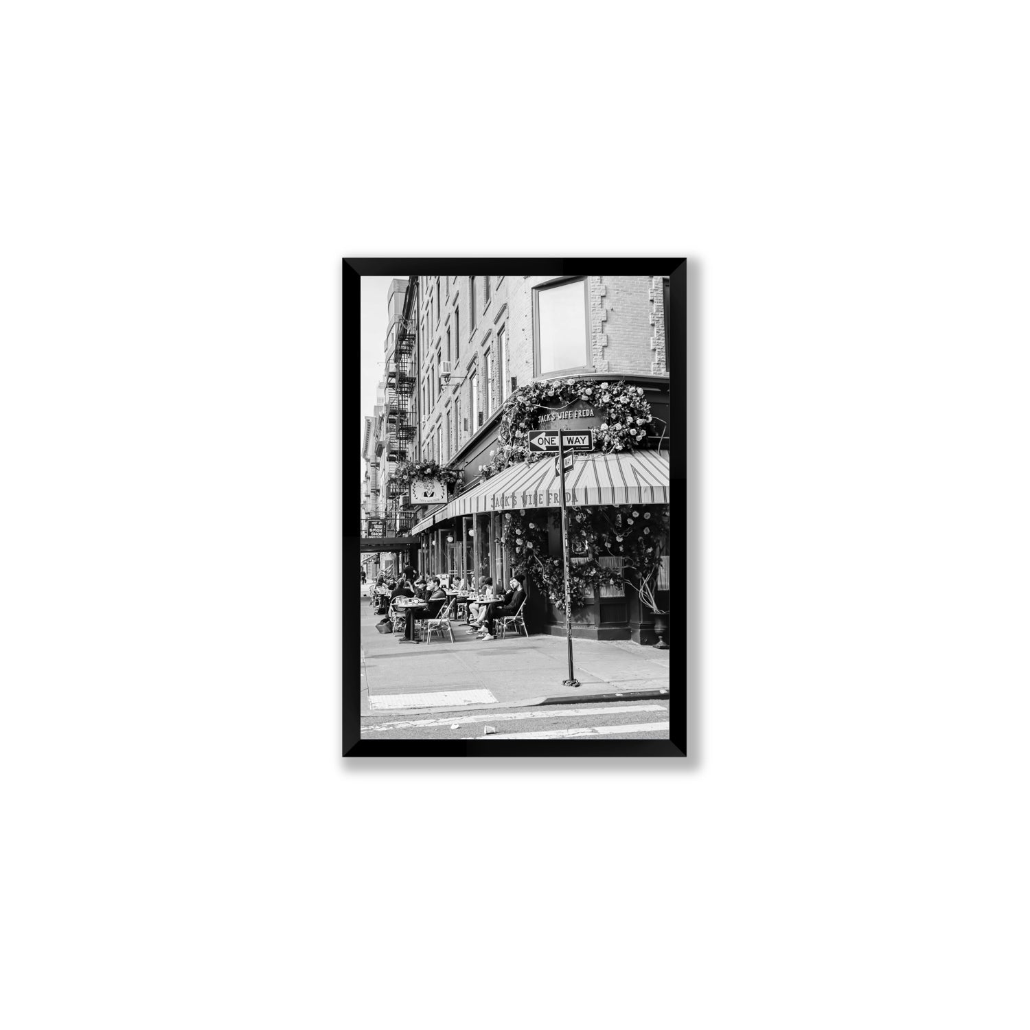 Freda's Feast New York NYC Black & White wall art Medium full-bleed fine art print in black frame
