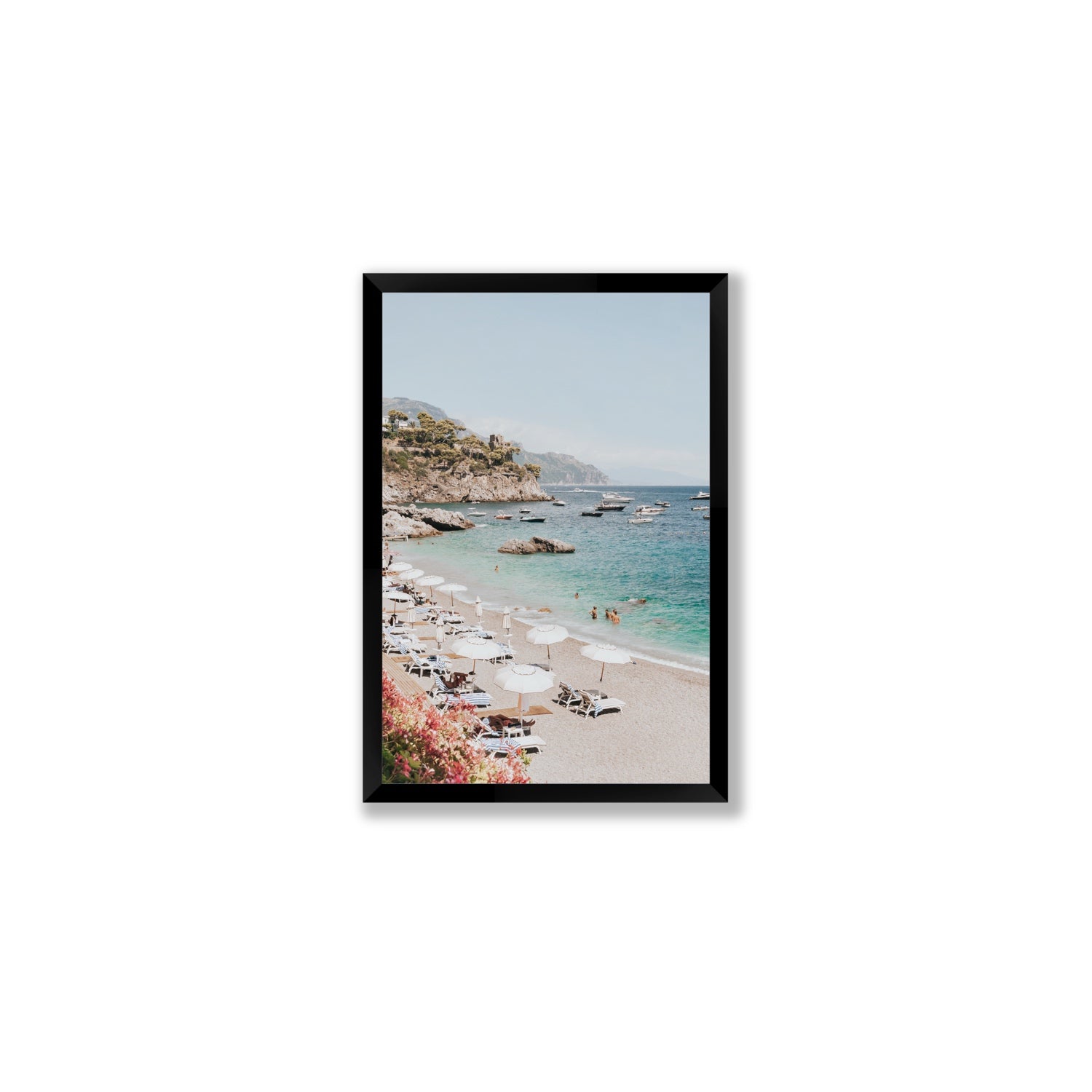 Seaview Refuge Amalfi coastal wall art medium full-bleed fine art print in black frame