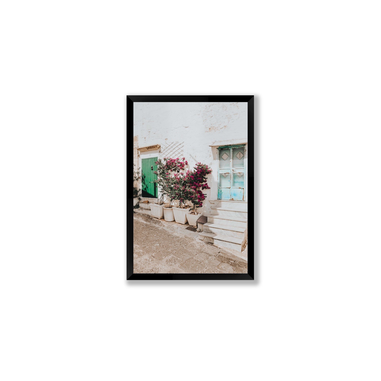 Floral Canvas Puglia Ostuni wall art Medium fine art canvas in black frame view 2