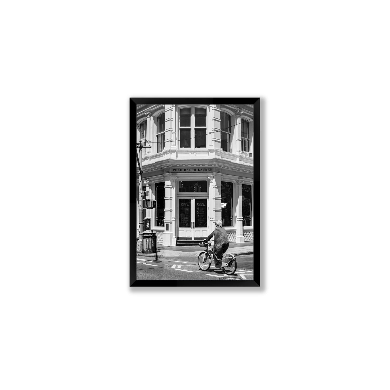 Downtown Rider New York NYC Black & White wall art Medium full-bleed fine art print in black frame