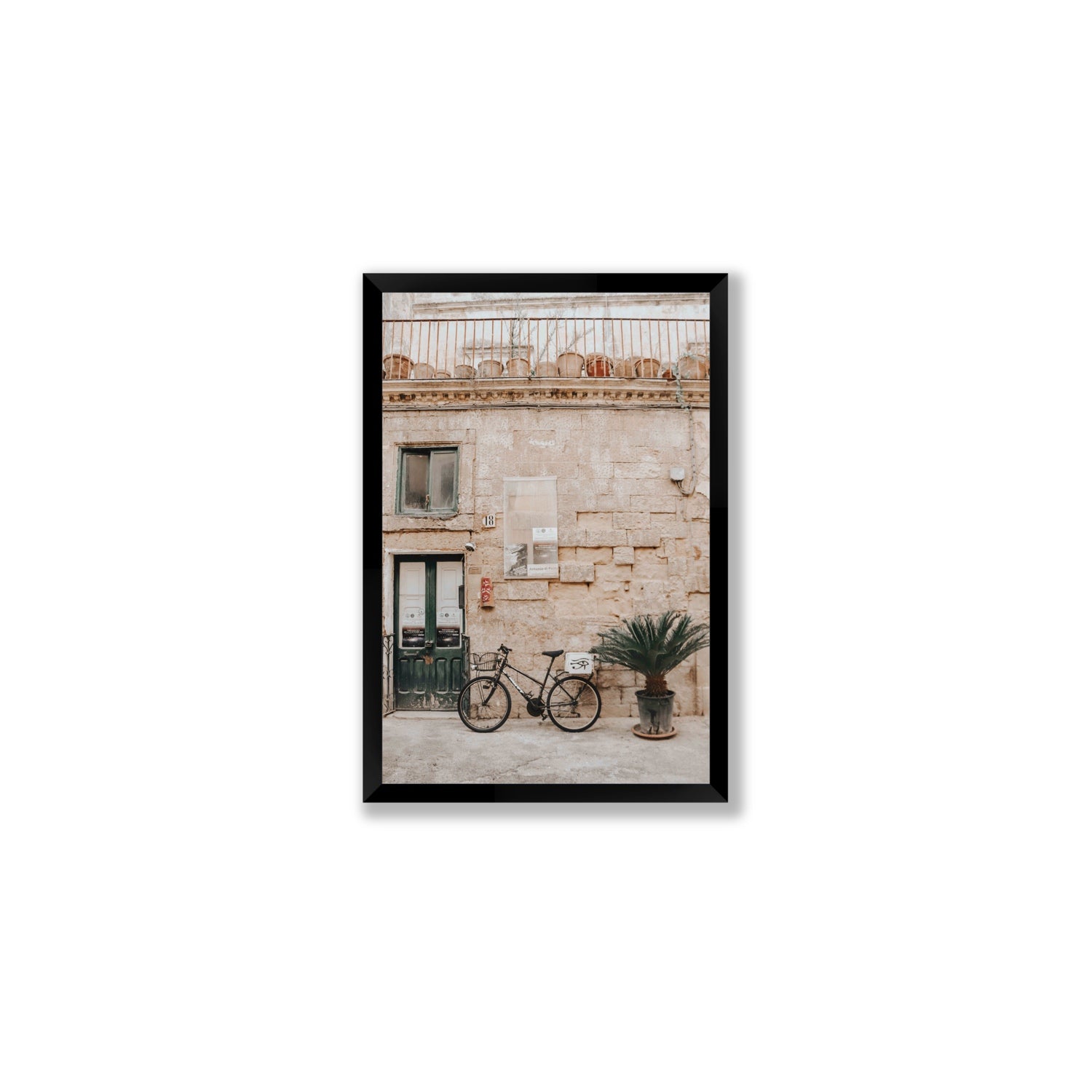 Golden Facades Puglia Lecce Italian wall art Medium full-bleed fine art print in black frame