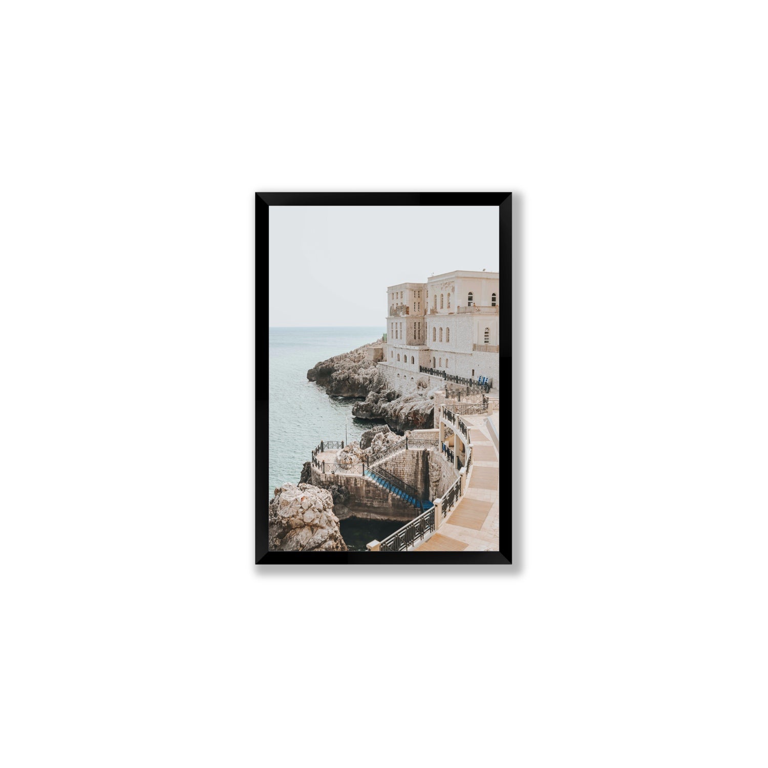 Santa Cesarea Puglia Italian coastal wall art Medium full-bleed fine art print in black frame