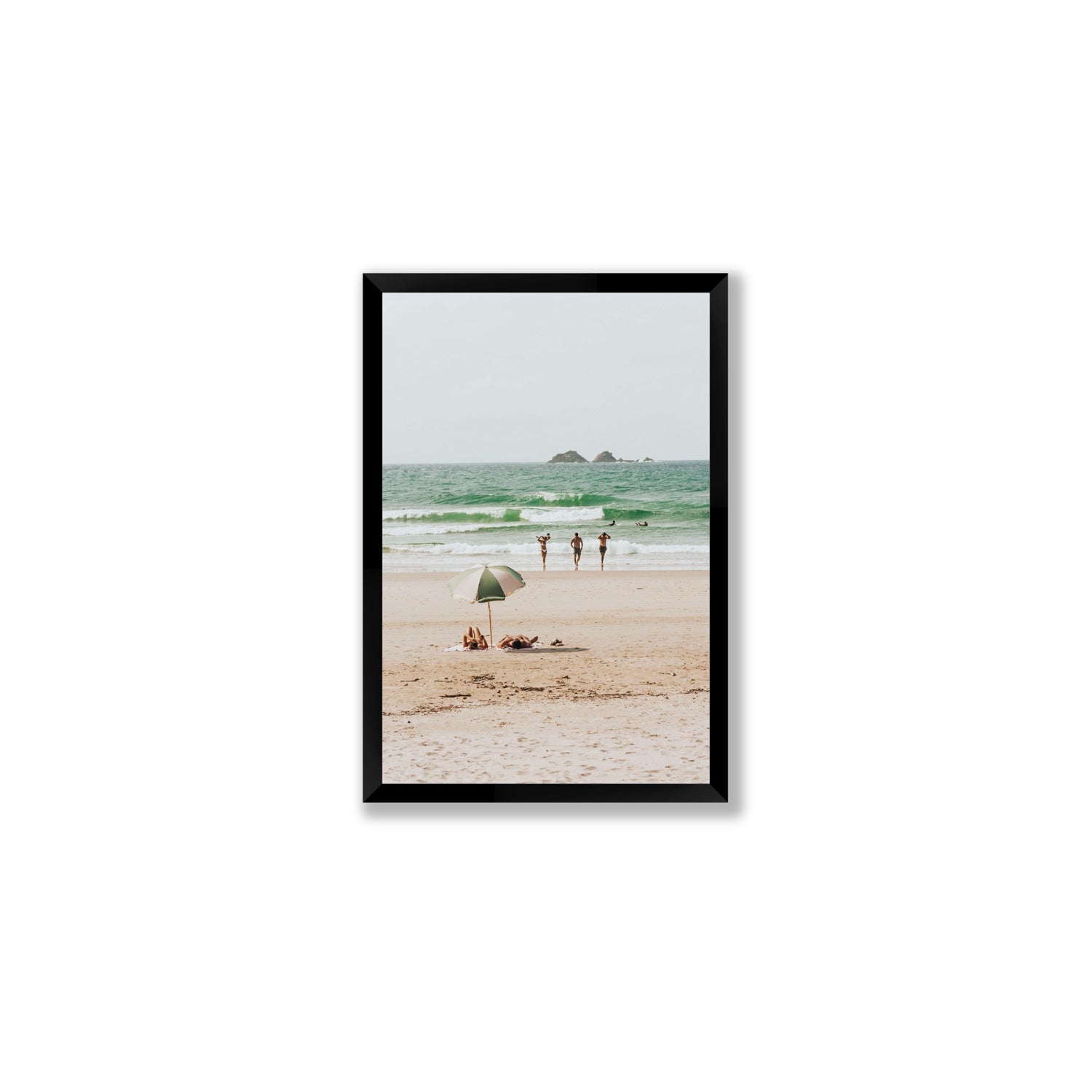 Escape The Ordinary Byron Bay coastal decor wall art Medium full-bleed fine art print in black frame