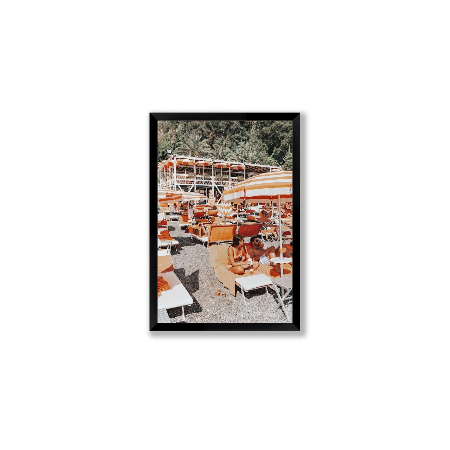 Lounging In Lido fine art print, Positano, Italy, Medium, Black Frame · Full Bleed, Fine Art Print