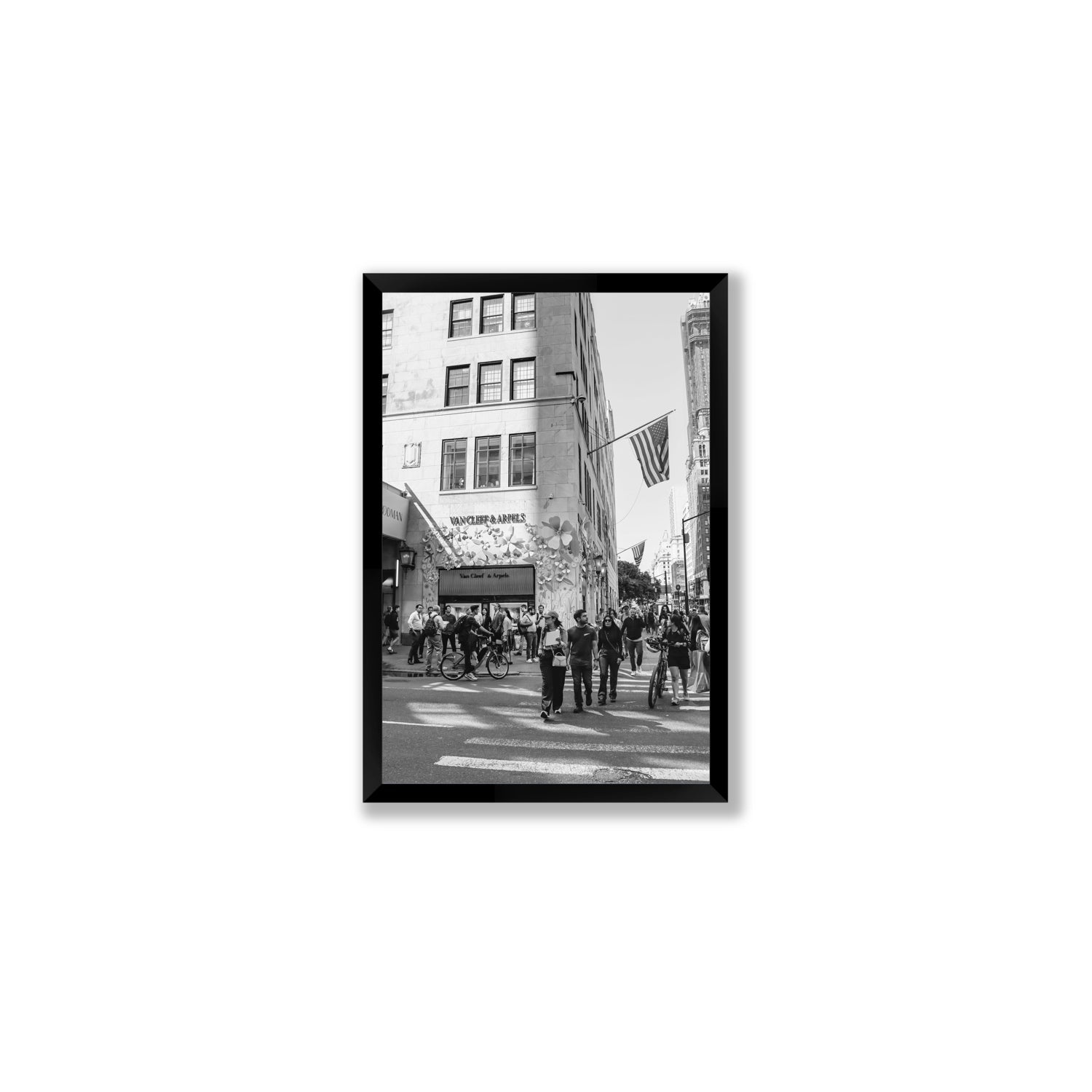 Sidewalk Shuffle New York NYC Black & White wall art Medium full-bleed fine art print in black frame