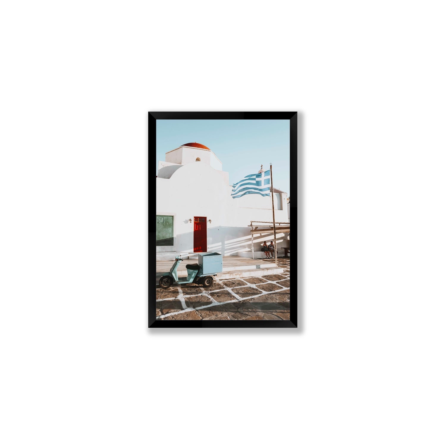 Mykonos Postcard fine art print, Mykonos, Greece, Medium, Black Frame · Full Bleed, Fine Art Print