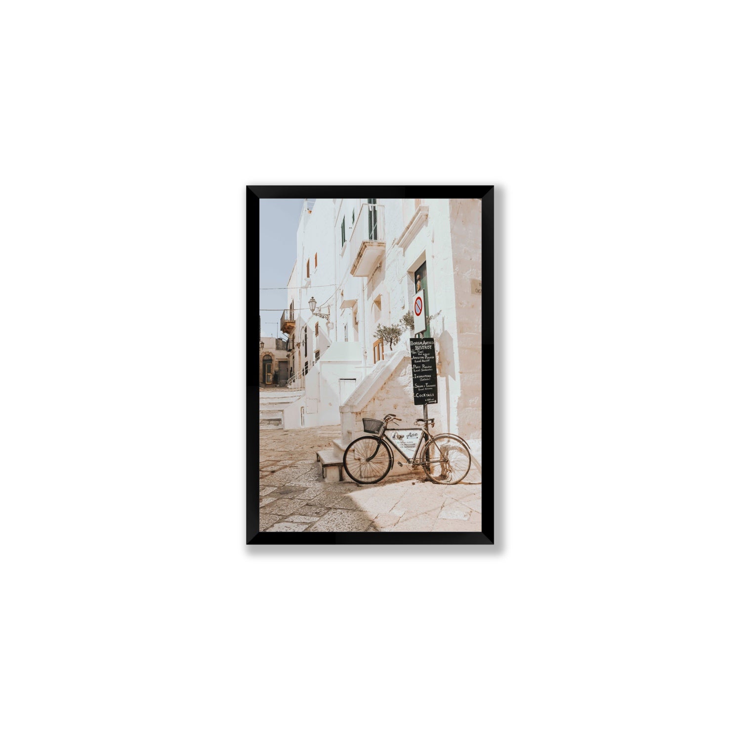 La Bicicletta Puglia Ostuni wall art Medium full-bleed fine art print in black frame