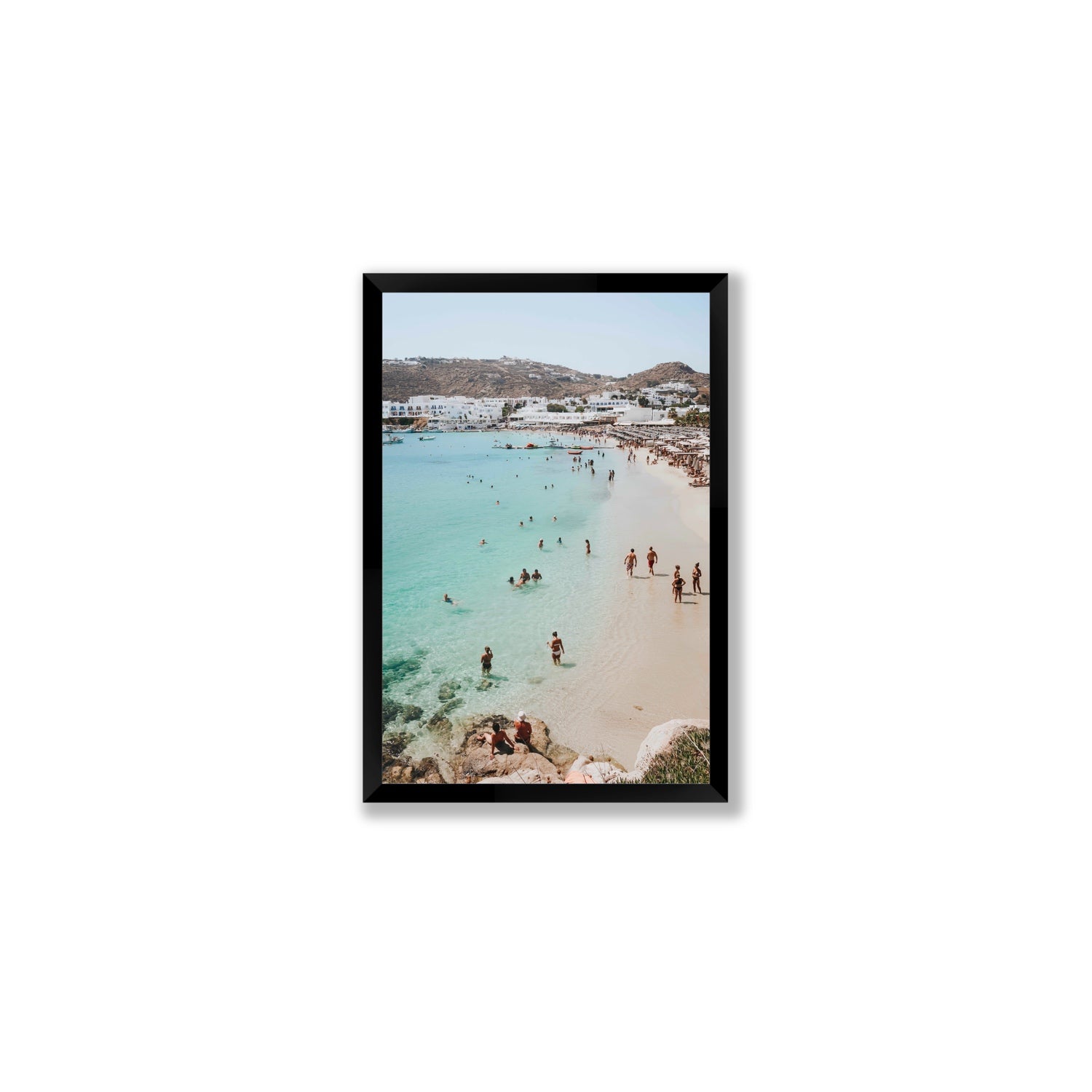 Breathe In The Salty Air Mykonos Greek island wall art Medium full-bleed fine art print in black frame