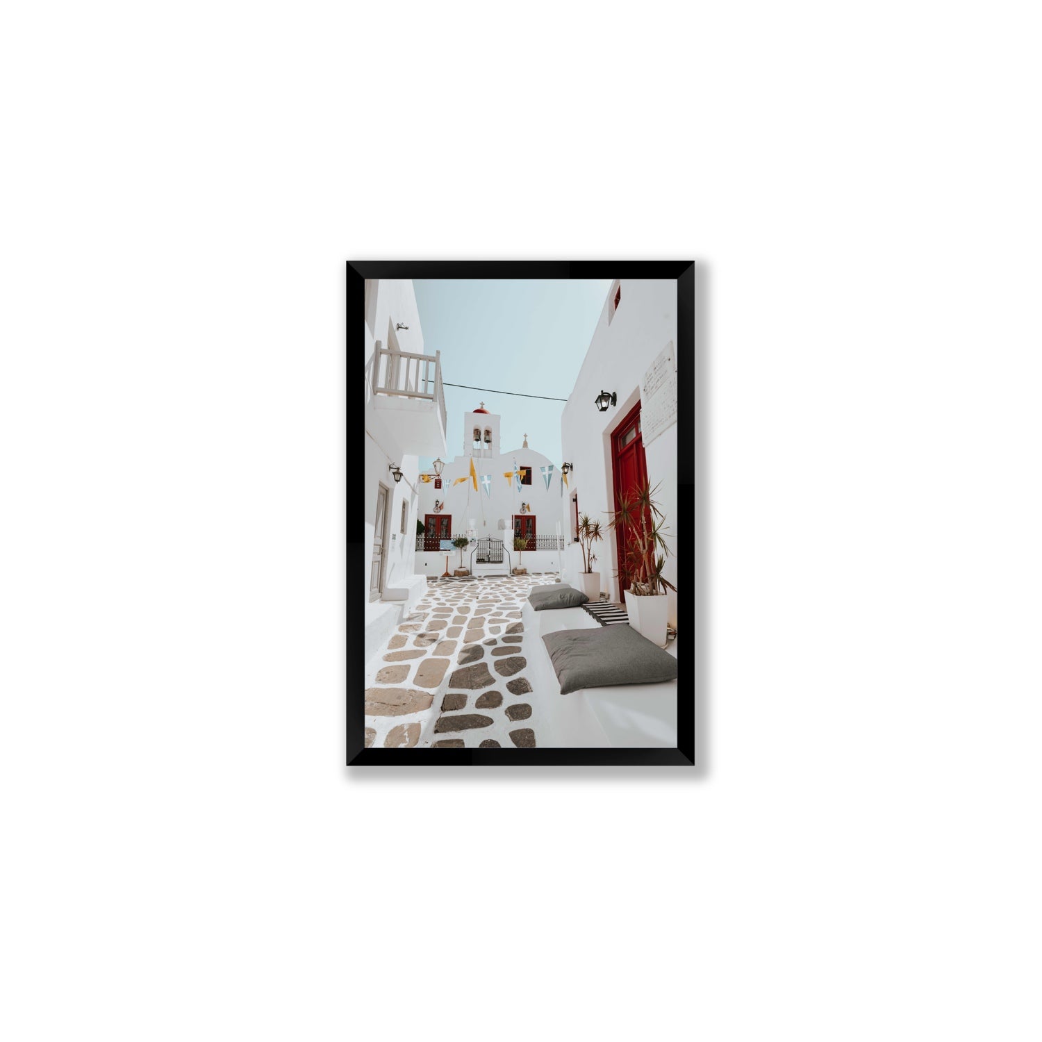Cycladic Charm fine art print, Mykonos, Greece, Medium, Black Frame · Full Bleed, Fine Art Print