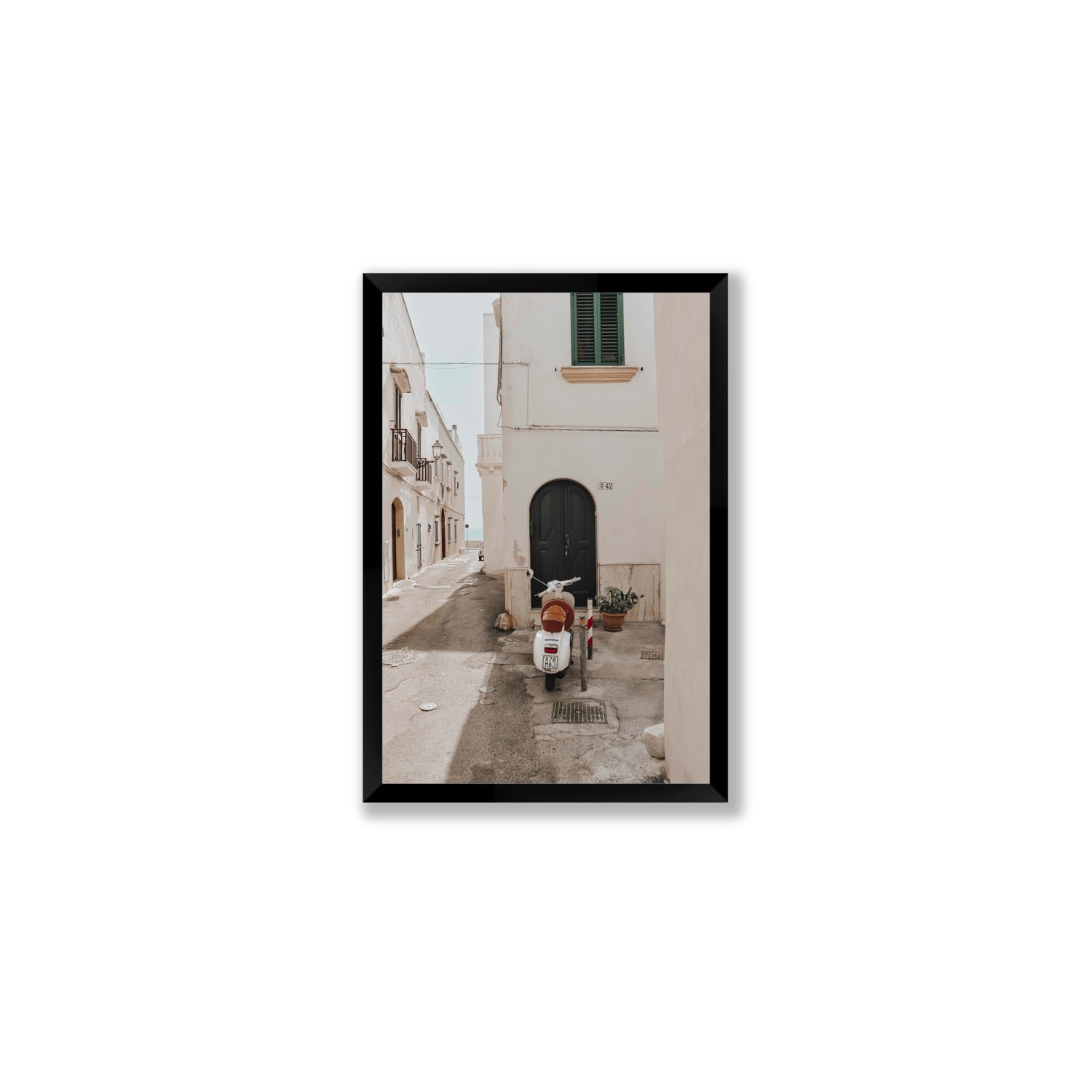 La Casa 42 Puglia Gallipoli Italian wall art Medium full-bleed fine art print in black frame