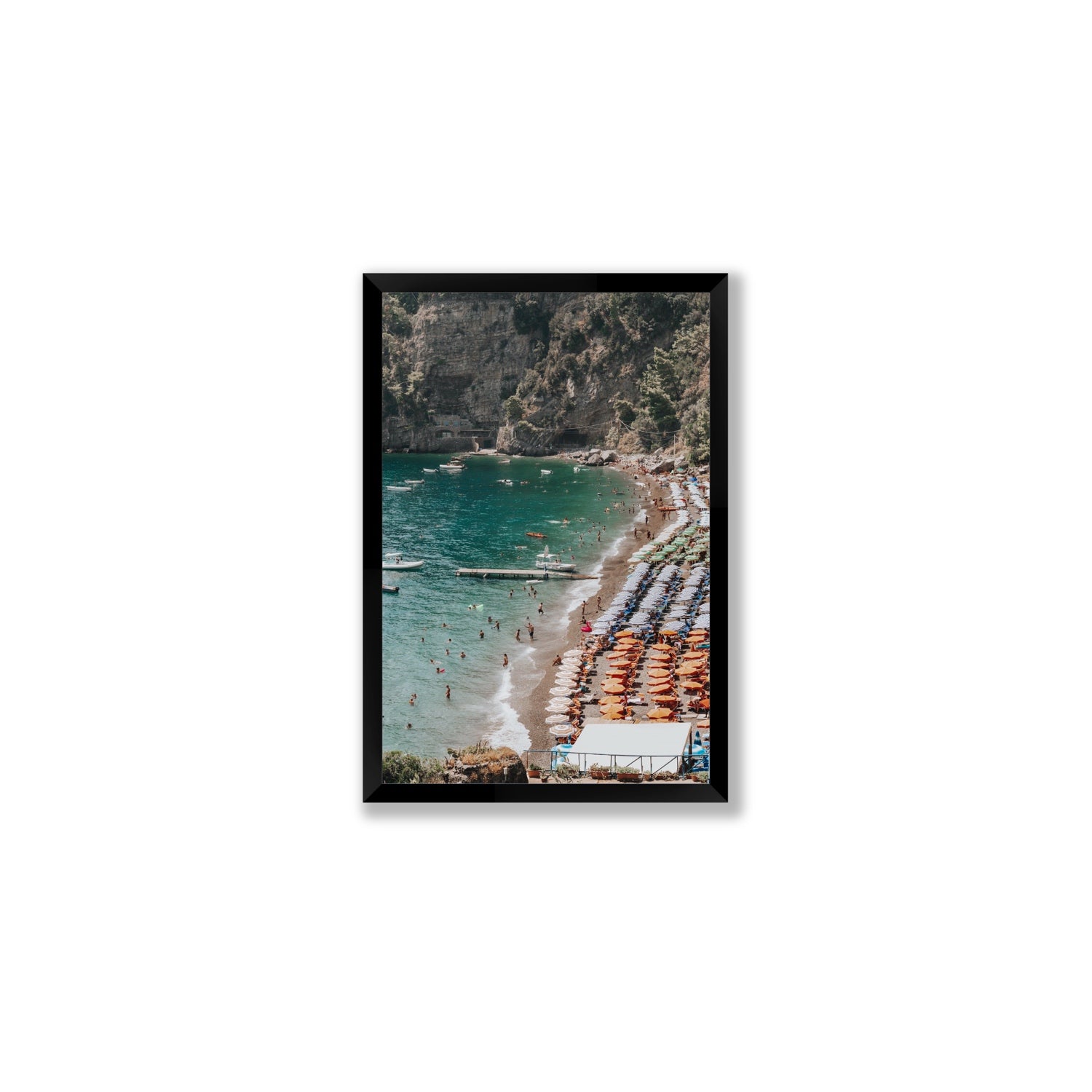 Parasol Panorama fine art print, Positano, Italy, Medium, Black Frame · Full Bleed, Fine Art Print
