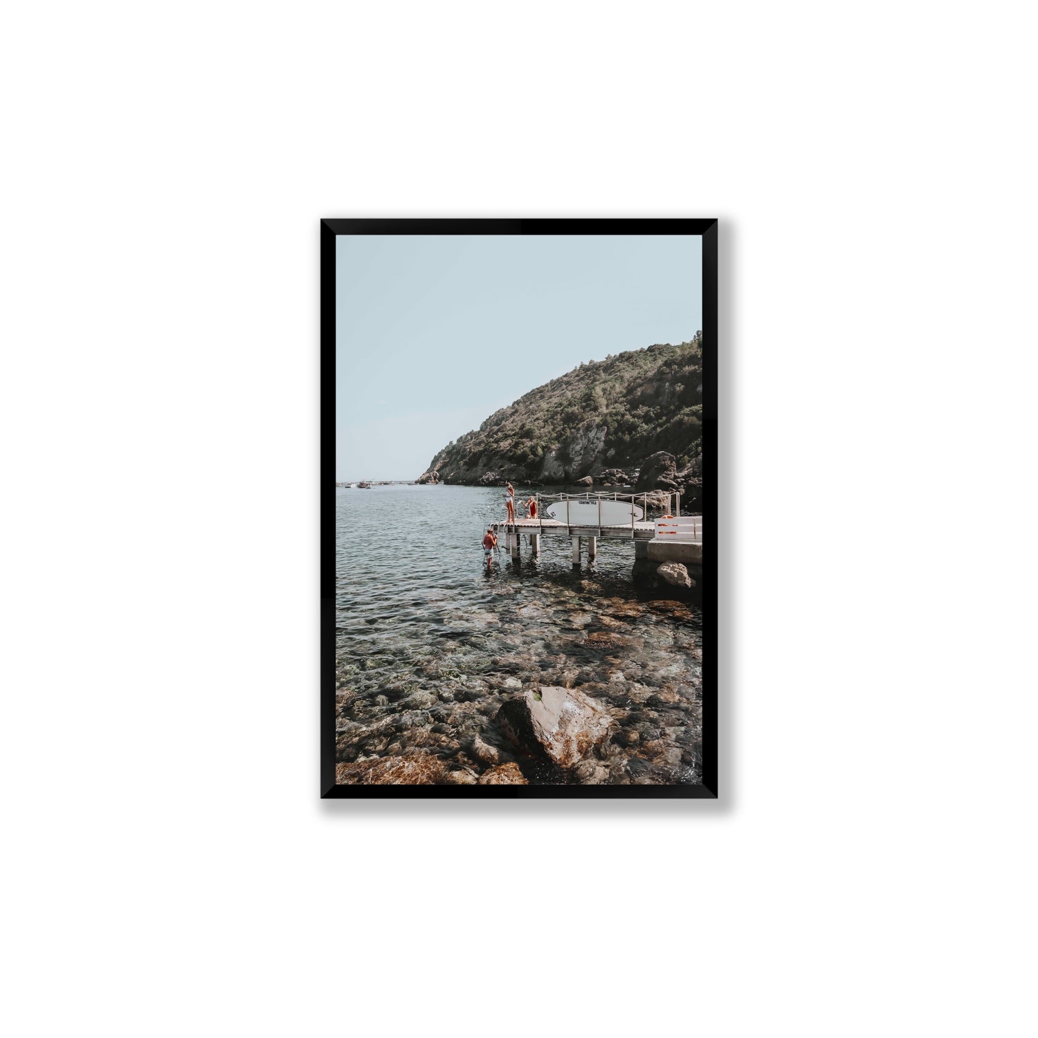 Tidal Explorers Tuscany coastal Italian wall art Large full-bleed fine art print in black frame