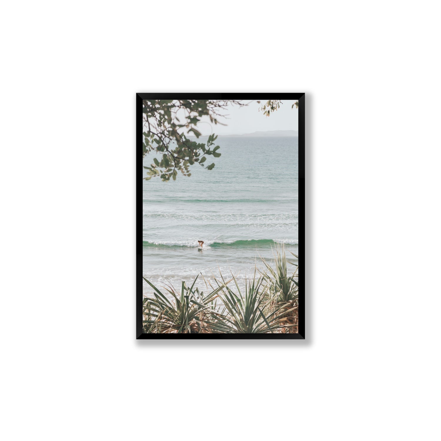 Dream Boat fine art print, Noosa, Australia, coastal scenes artwork, Large, Black Frame · Full Bleed, Fine Art Print