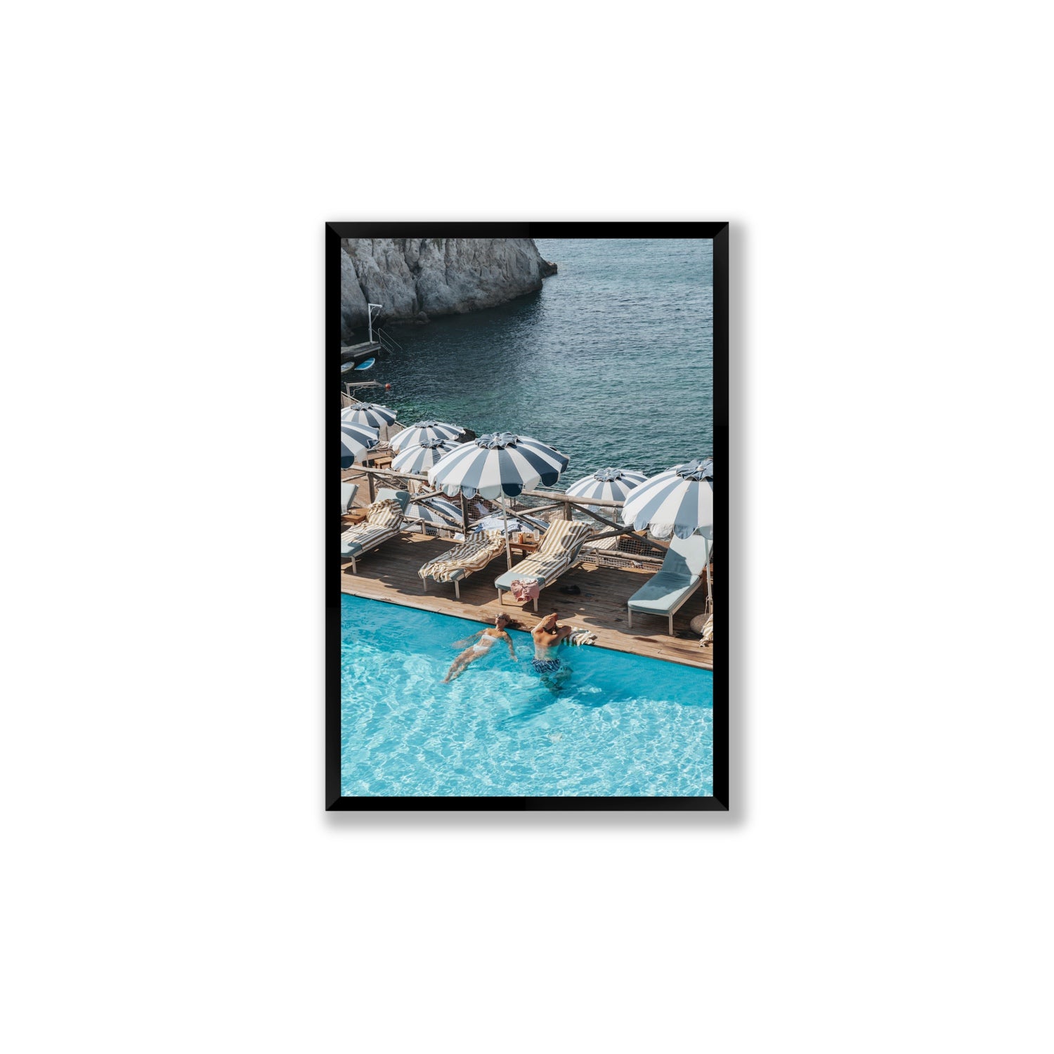 I'm Busy Ischia Italian coastal Mediterranean wall art Large full-bleed fine art print in black frame
