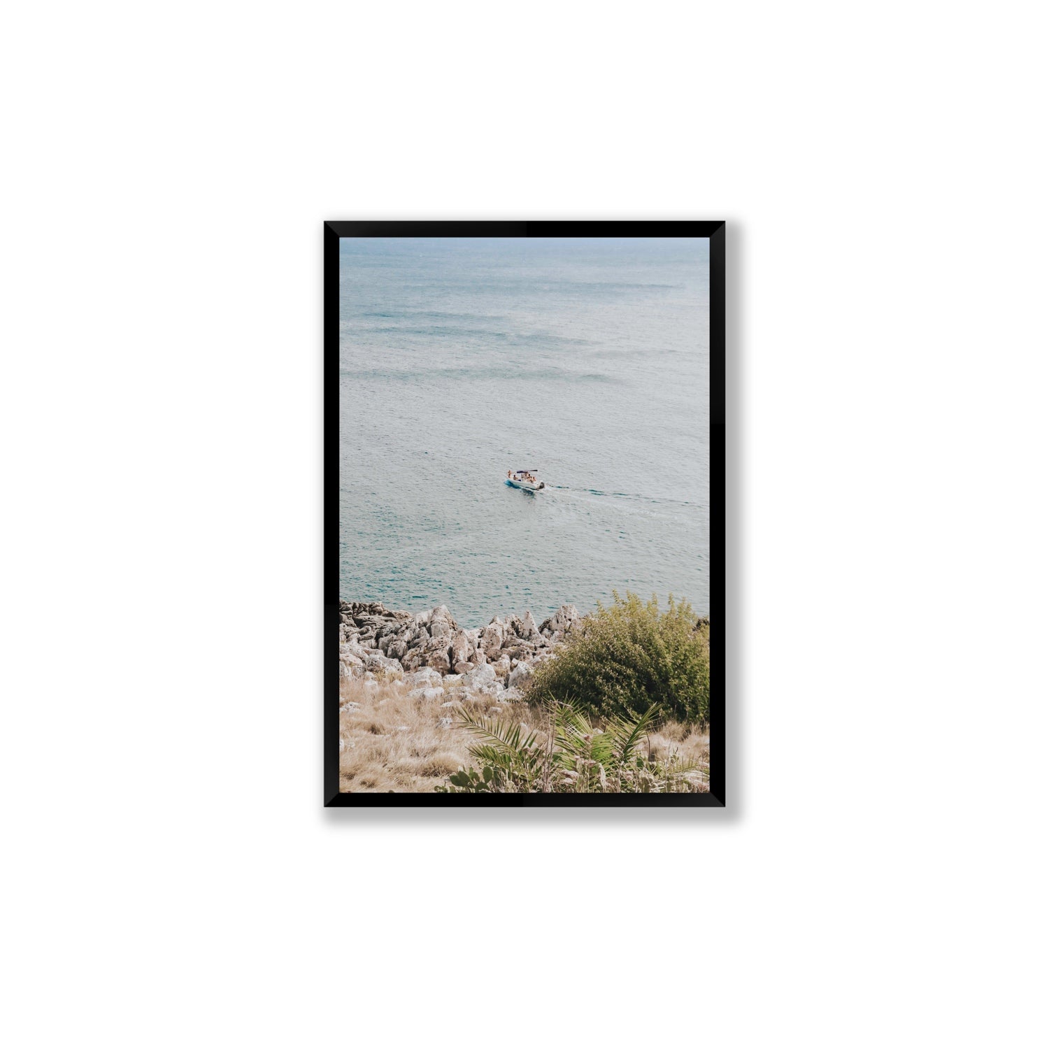 Puglian Departure Puglia coastal Italian wall art Large full-bleed fine art print in black frame
