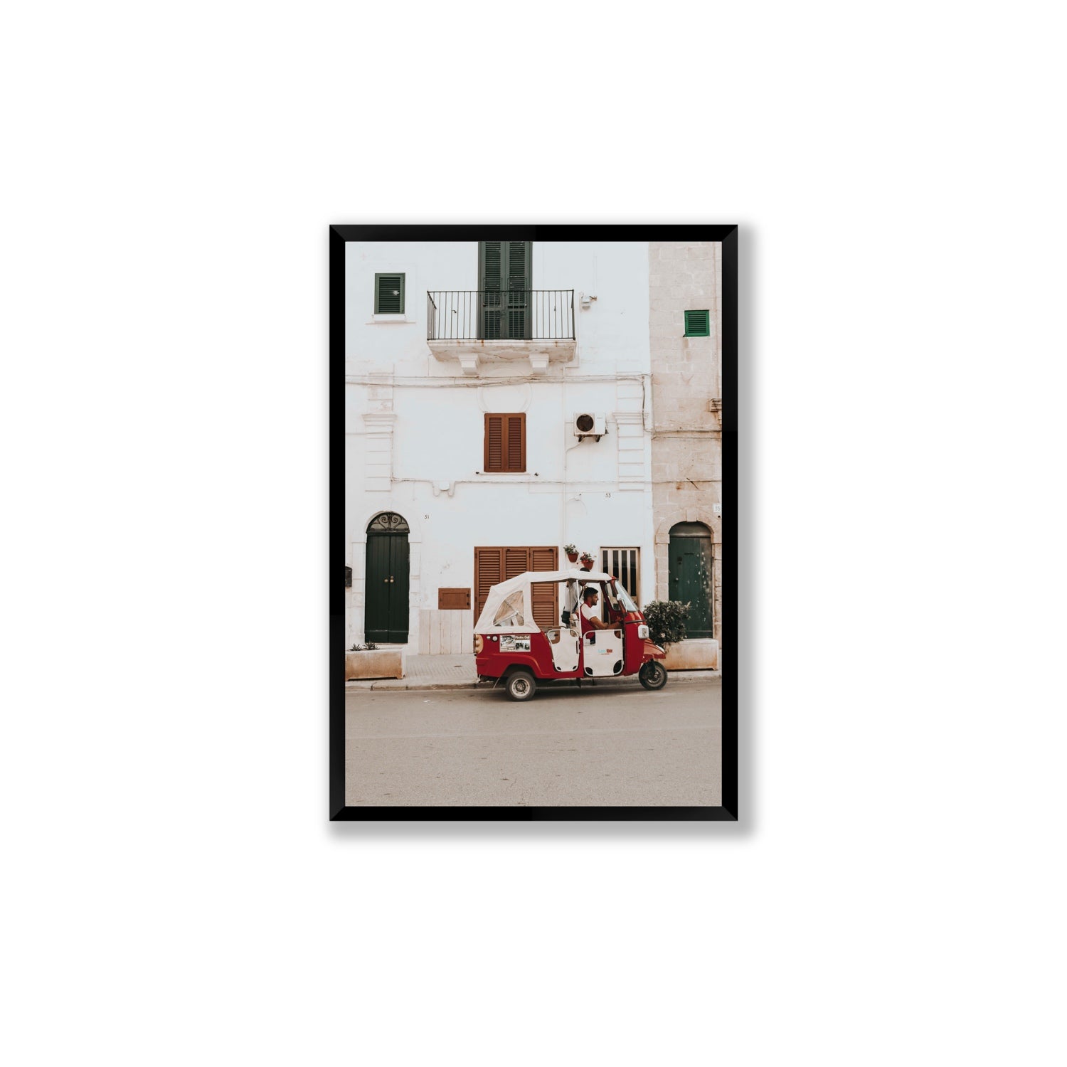 Groovy Piaggio Puglia Italian wall art Large full-bleed fine art print in black frame