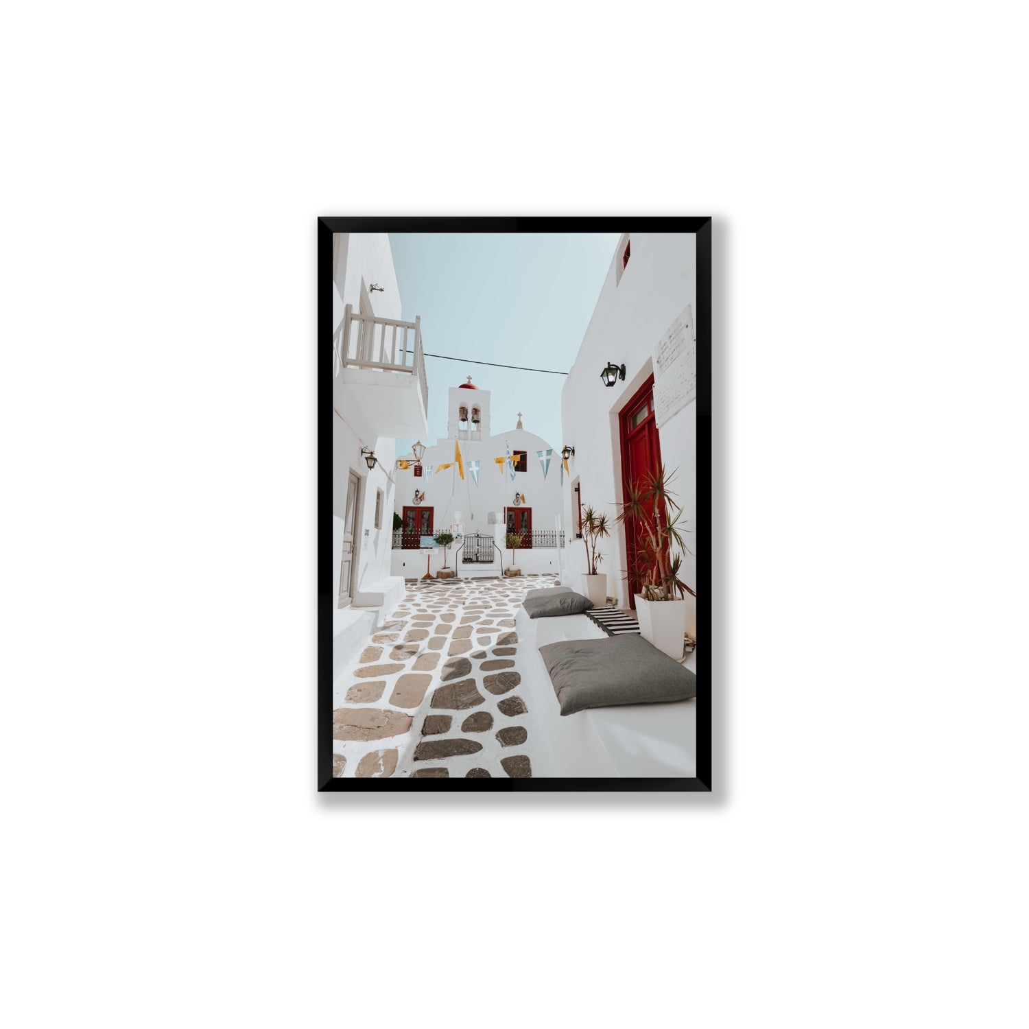 Cycladic Charm fine art print, Mykonos, Greece, Large, Black Frame · Full Bleed, Fine Art Print