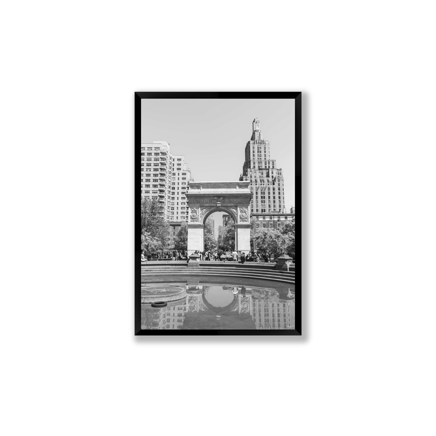 Washington Skyline New York NYC Black & White wall art Large full-bleed fine art print in black frame