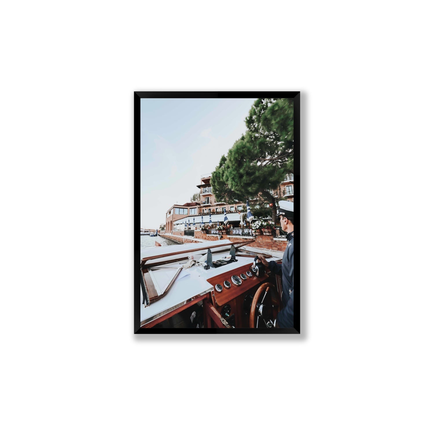 The Driver Venice Canal Italian wall art Large full-bleed fine art print in black frame