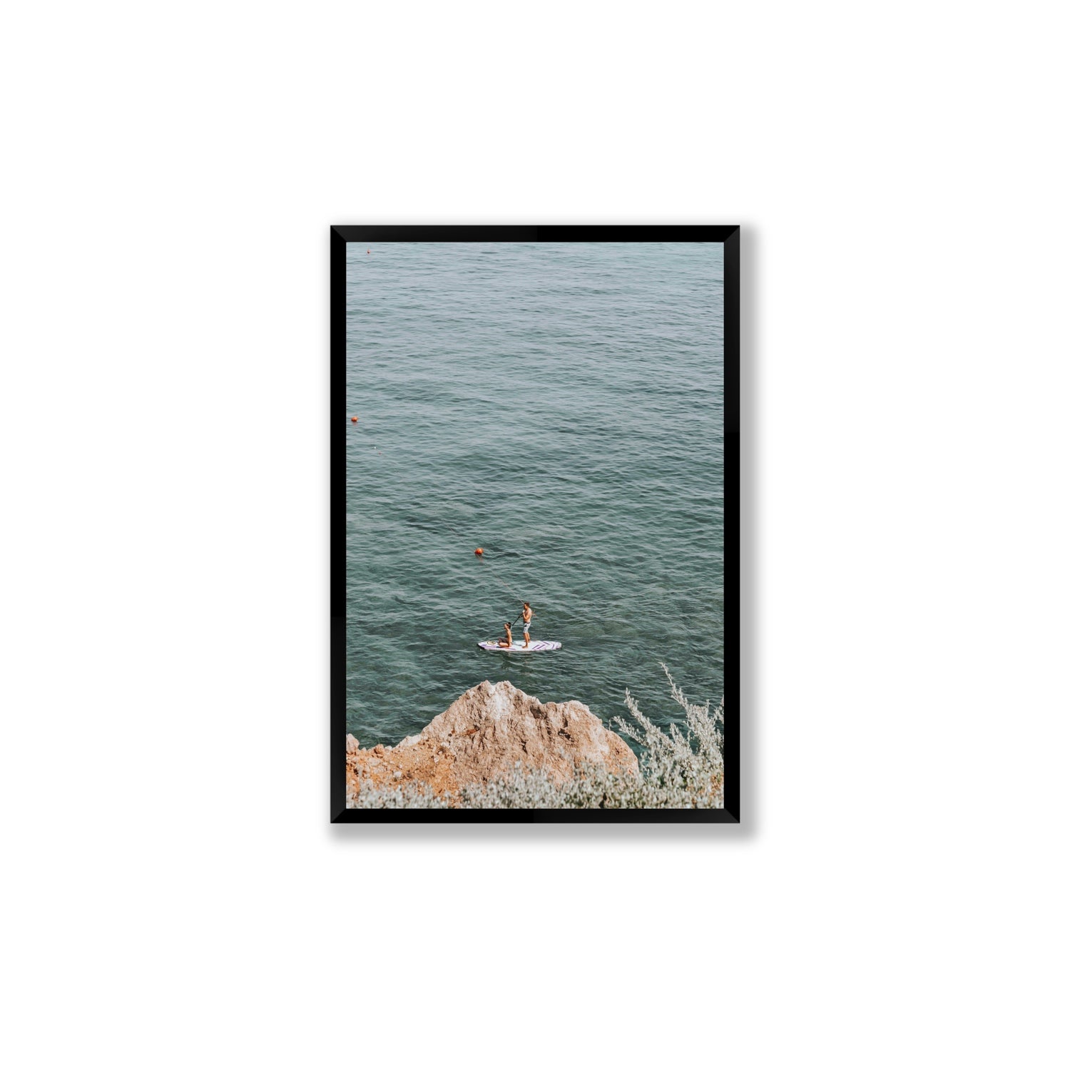 Into The Vibe Without Getting Wet Tuscany coastal wall art Large full-bleed fine art print in black frame