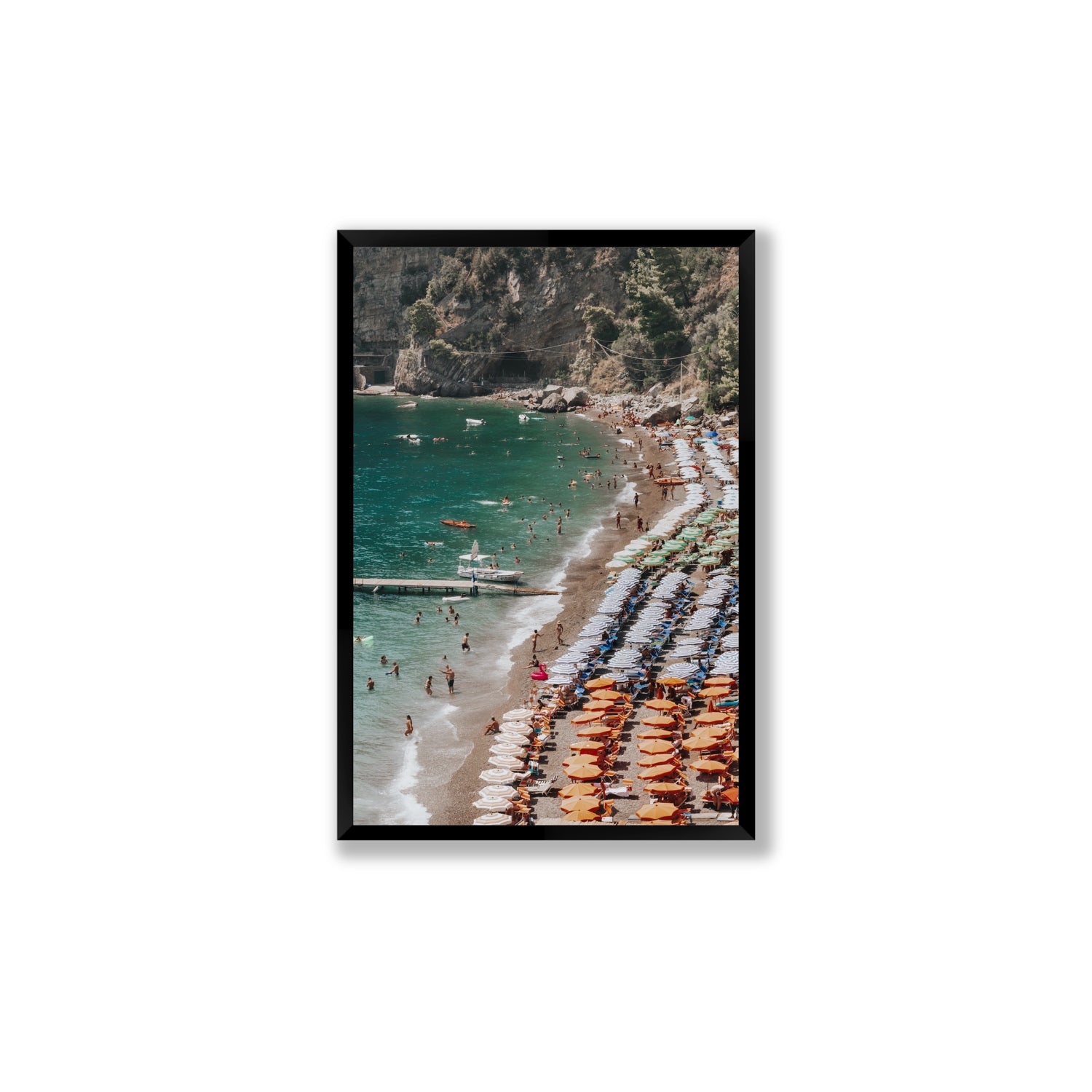 Ocean's Playground Positano decor wall art Large full-bleed fine art print in black frame