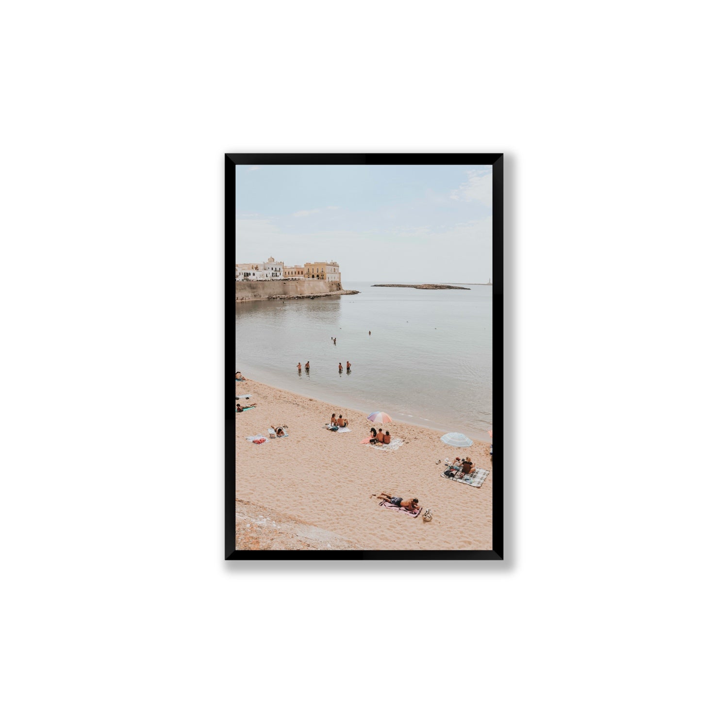 Spiaggia della Purita Puglia coastal art print Large full-bleed fine art print in black frame