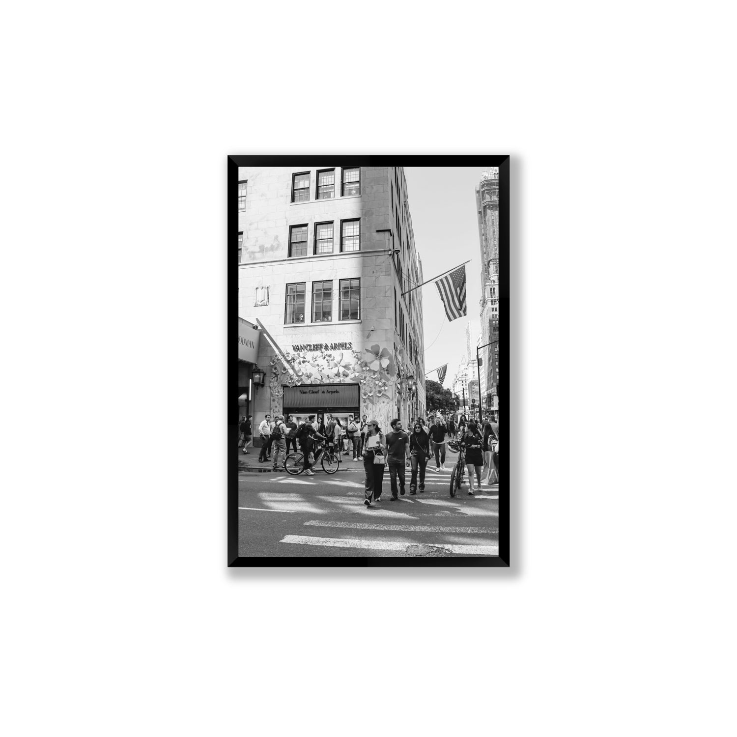 Sidewalk Shuffle New York NYC Black & White wall art Large full-bleed fine art print in black frame