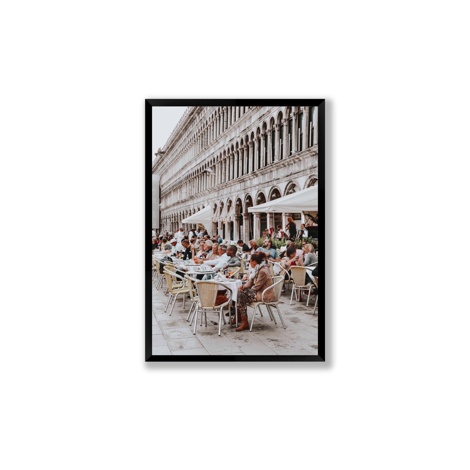 Lunchbreak Venice Italian wall art Large full-bleed fine art print in black frame