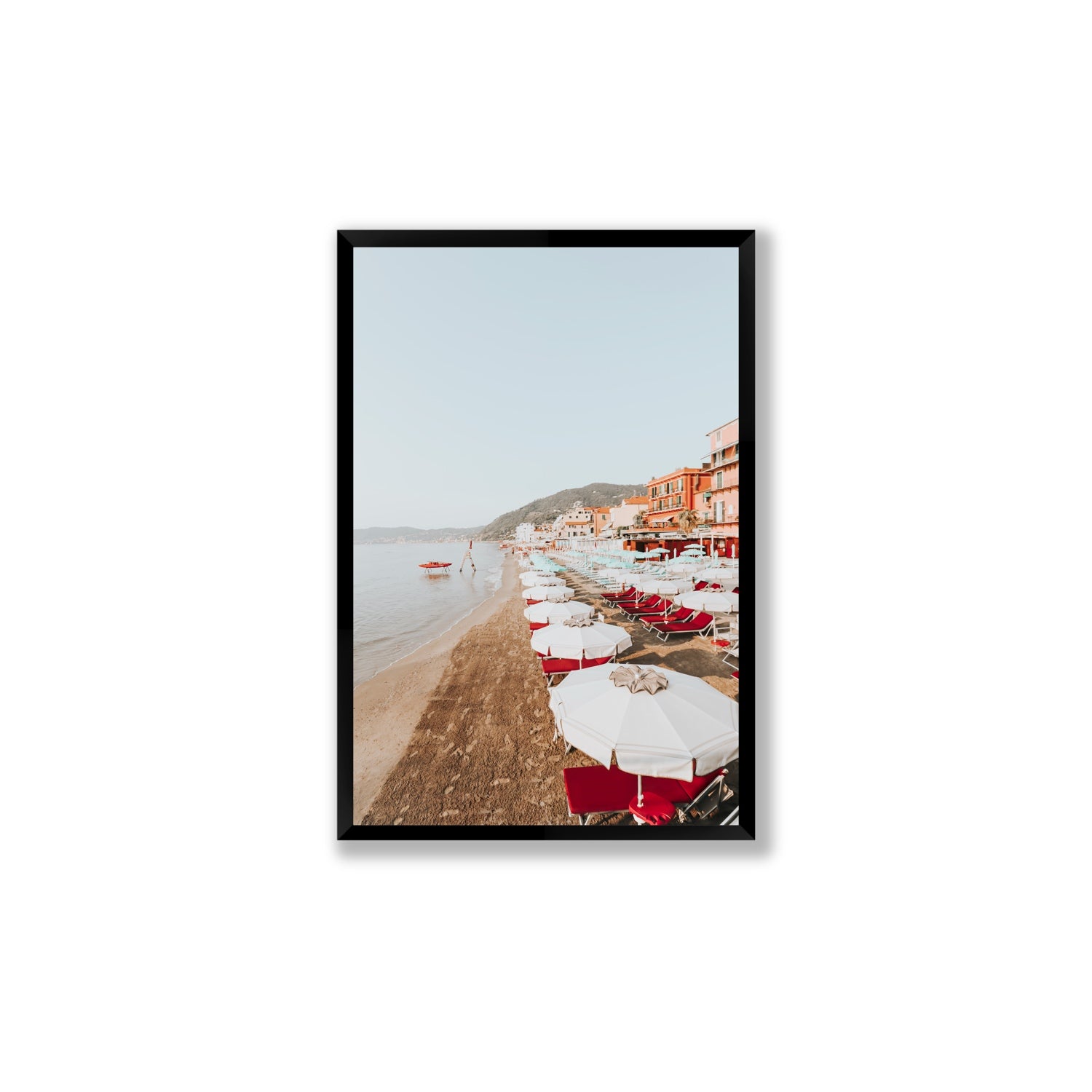 Italian Riviera fine art print, Alassio, Italy, coastal scenes artwork, Large, Black Frame · Full Bleed, Fine Art Print