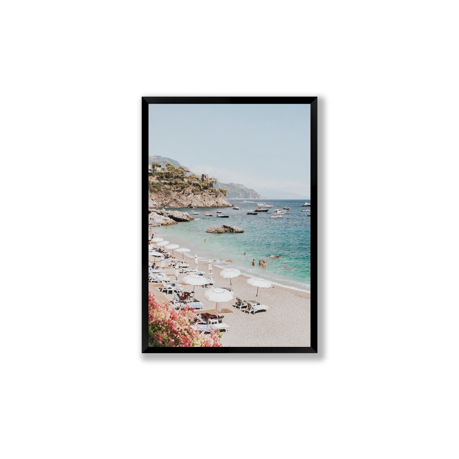 Seaview Refuge Amalfi coastal wall art large full-bleed fine art print in black frame