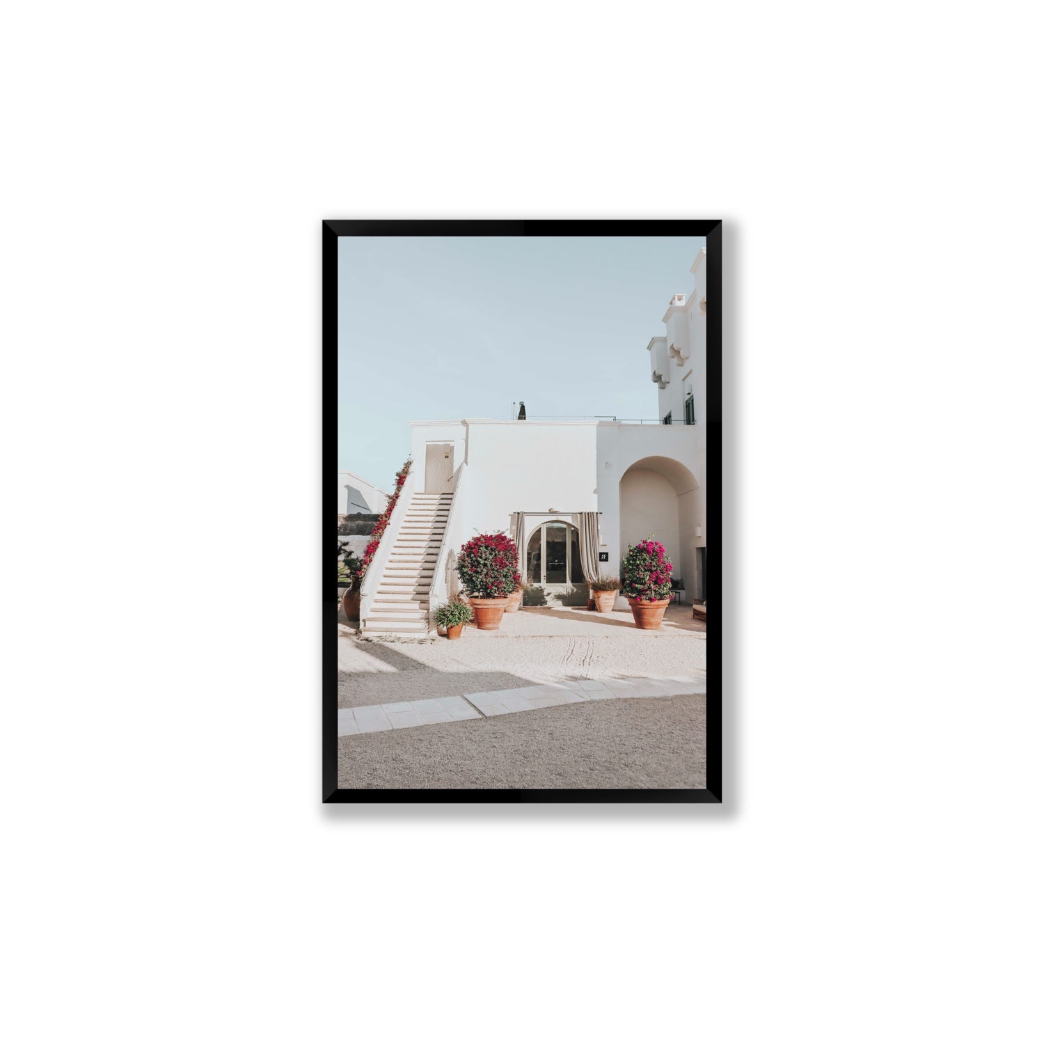 Scala Fiorita Puglia Mediterranean wall art Large full-bleed fine art print in black frame