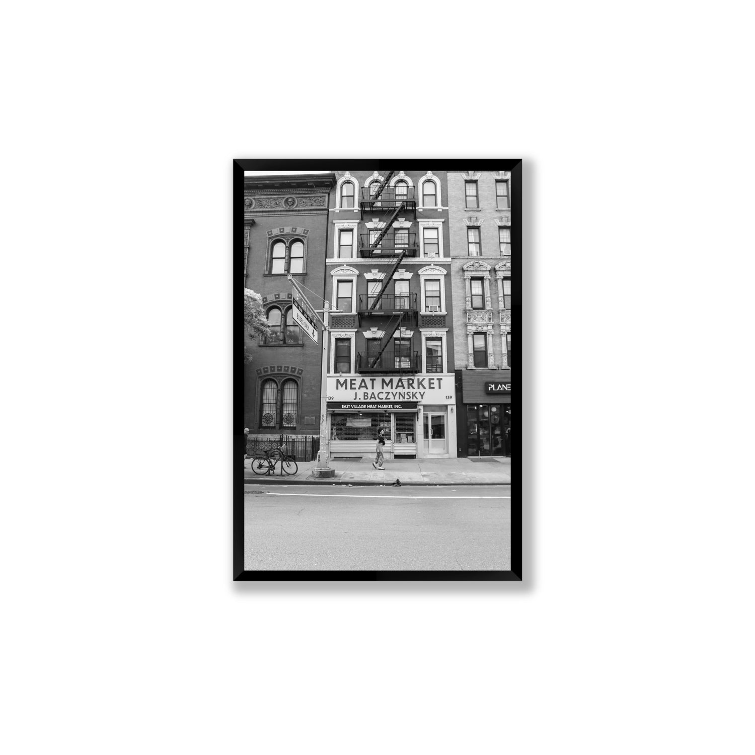 Vertical Village New York NYC Black & White wall art Large full-bleed fine art print in black frame