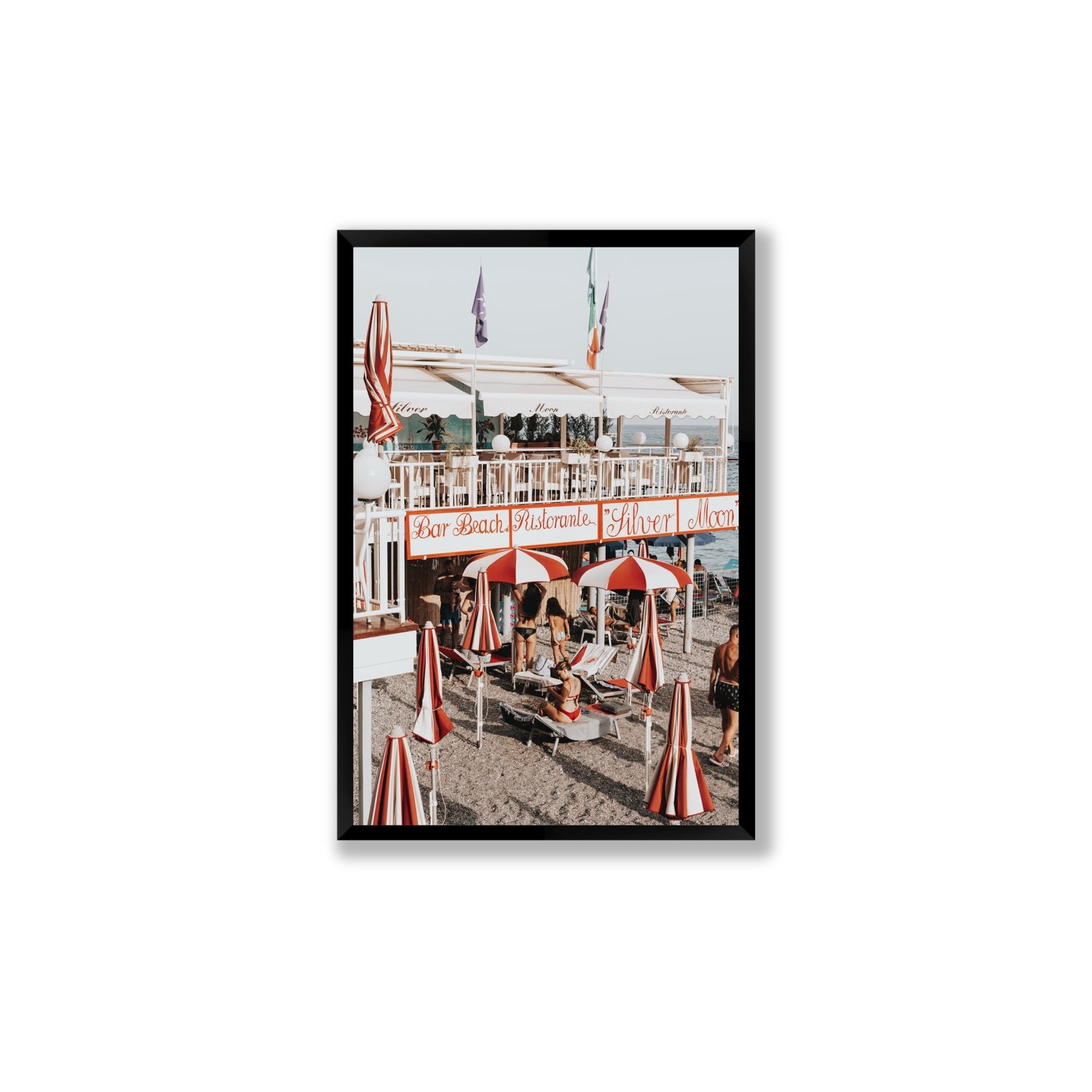Vintage Amalfi Amalfi Mediterranean wall art Large full-bleed fine art print in black frame