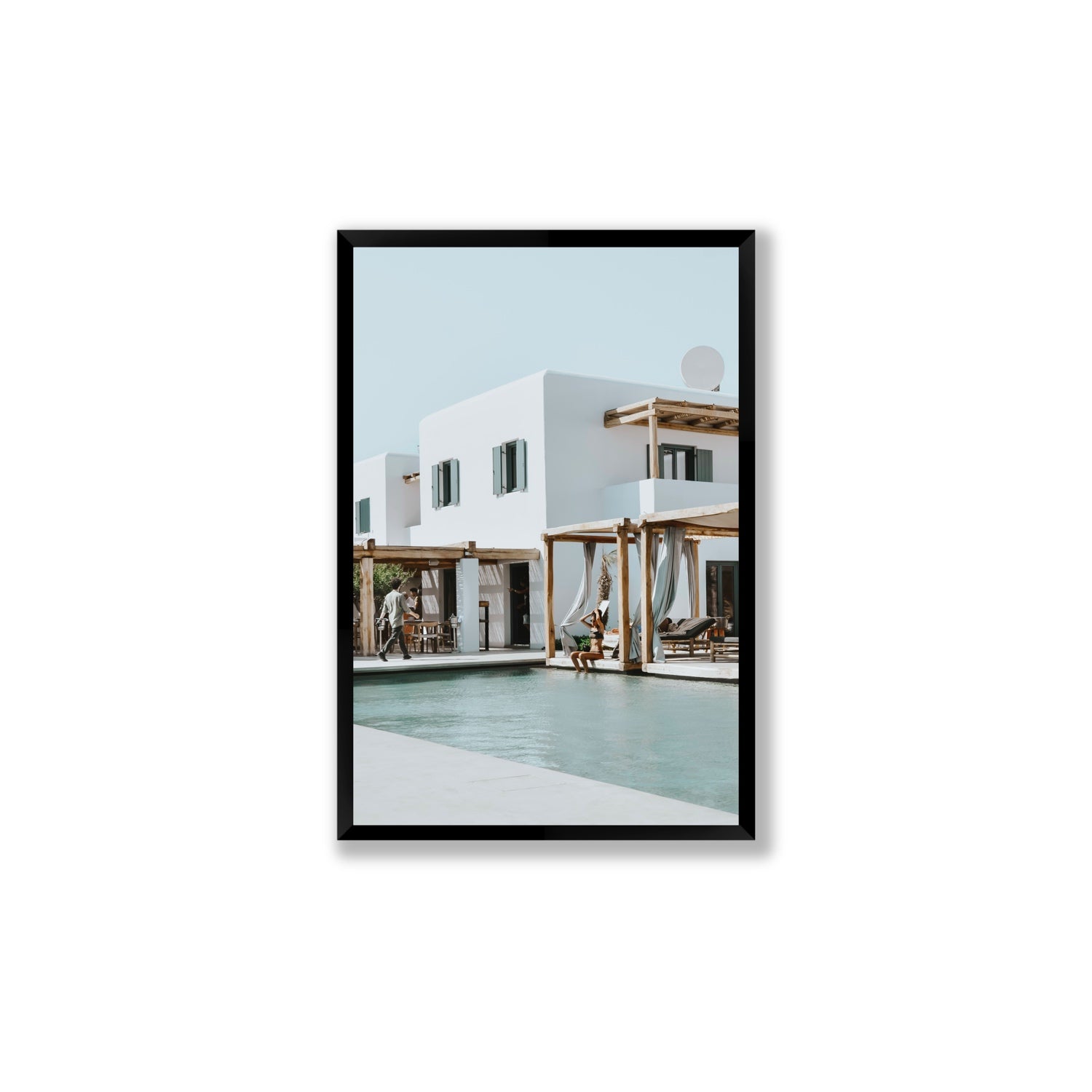 Aphrodite Mykonos Greek island wall art Large full-bleed fine art print in black frame