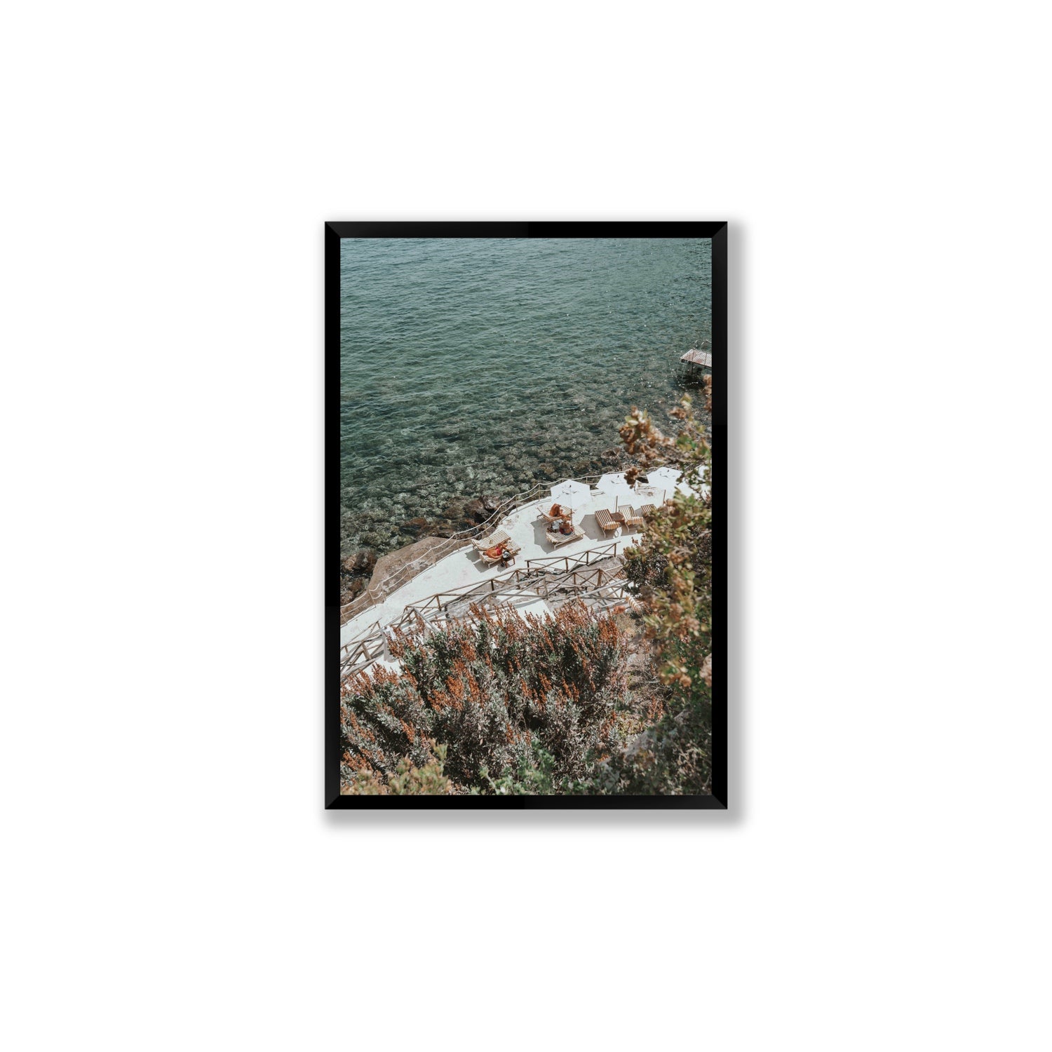 Hidden Gem Tuscany coastal wall art Large full-bleed fine art print in black frame