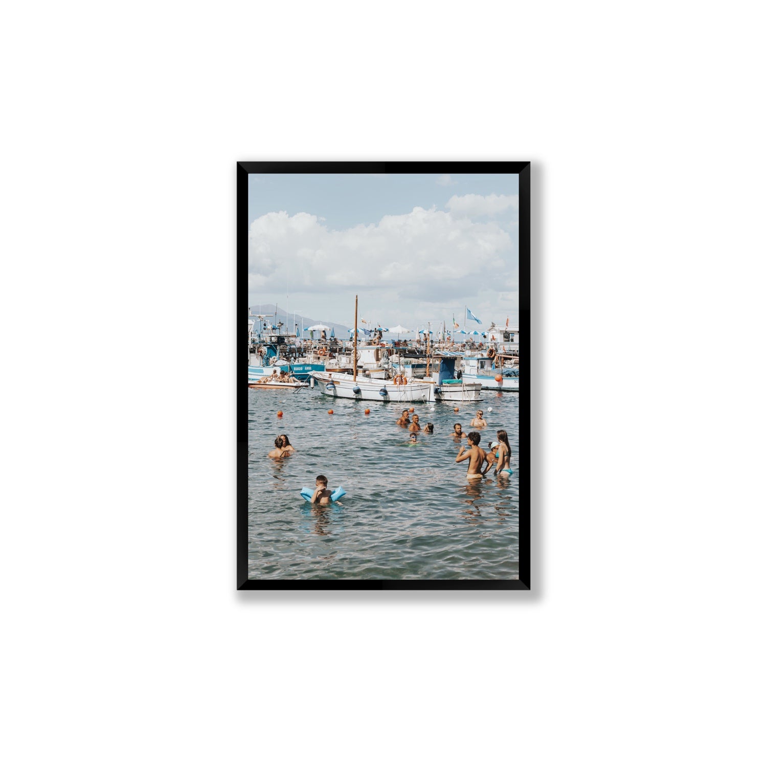 Vacanze Italiane Sorrento Italian coastal wall art Large full-bleed fine art print in black frame