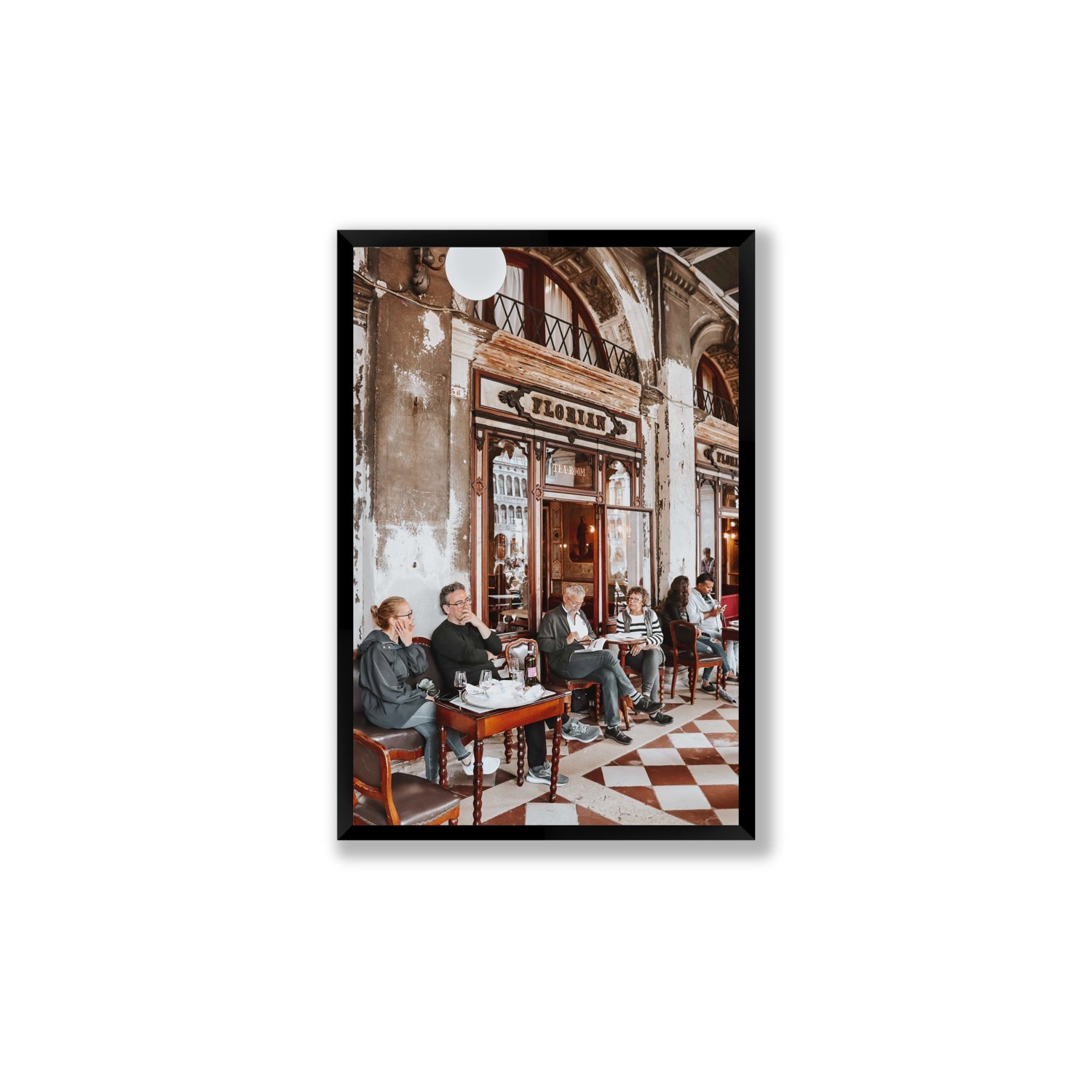 Tea Room Venice Italian wall art Large full-bleed fine art print in black frame