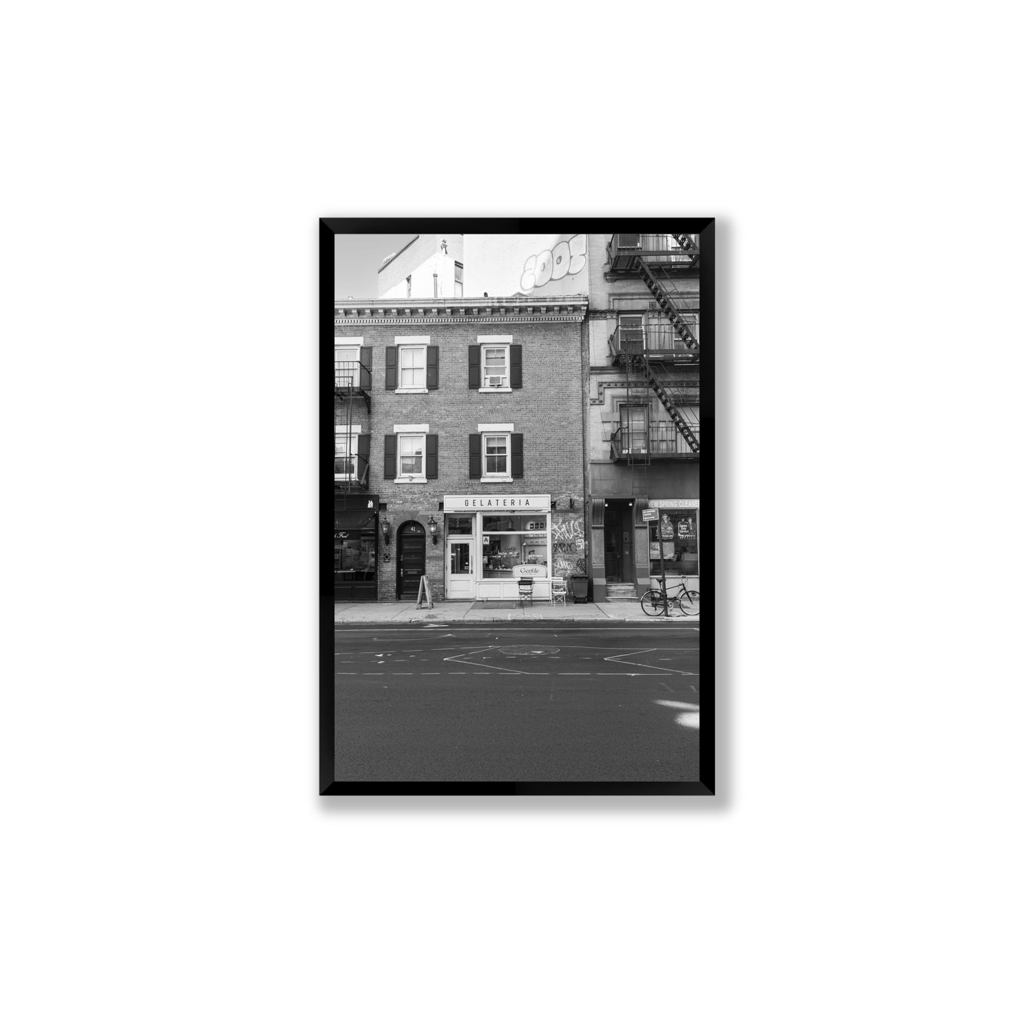 Gelateria New York NYC Black & White wall art Large full-bleed fine art print in black frame