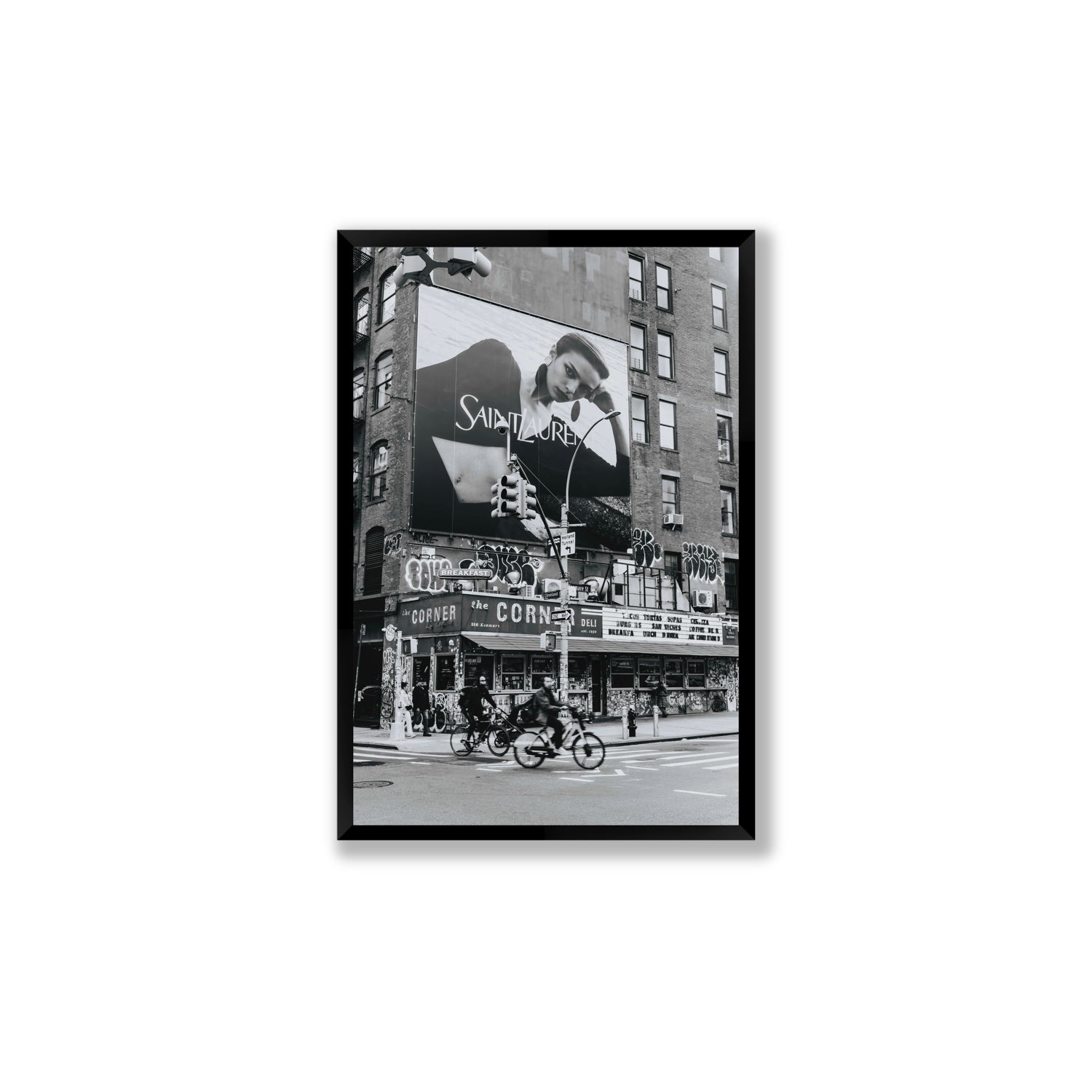 Runway To Rooftops New York NYC Black & White wall art Large full-bleed fine art print in black frame