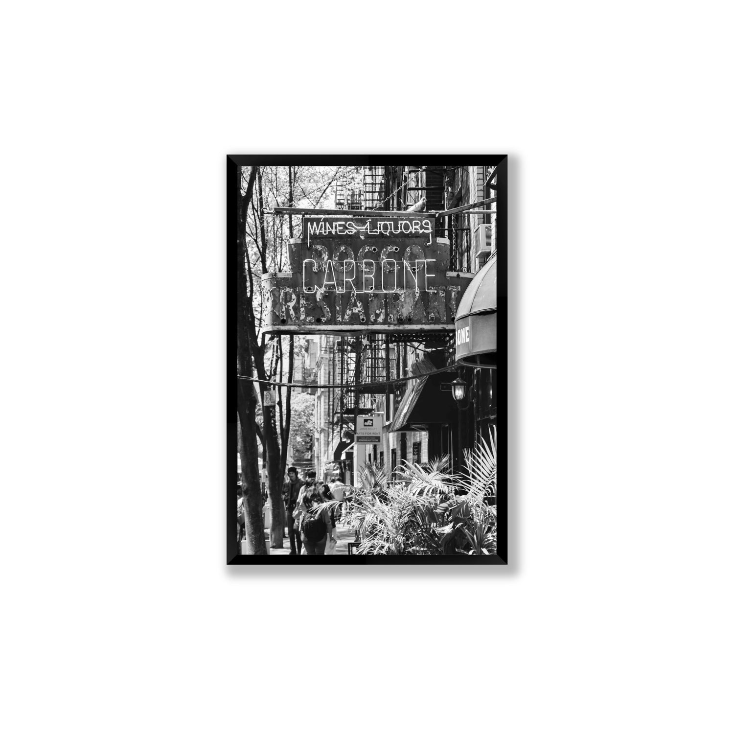 Paparazzi To Pasta New York NYC Black & White wall art Large full-bleed fine art print in black frame