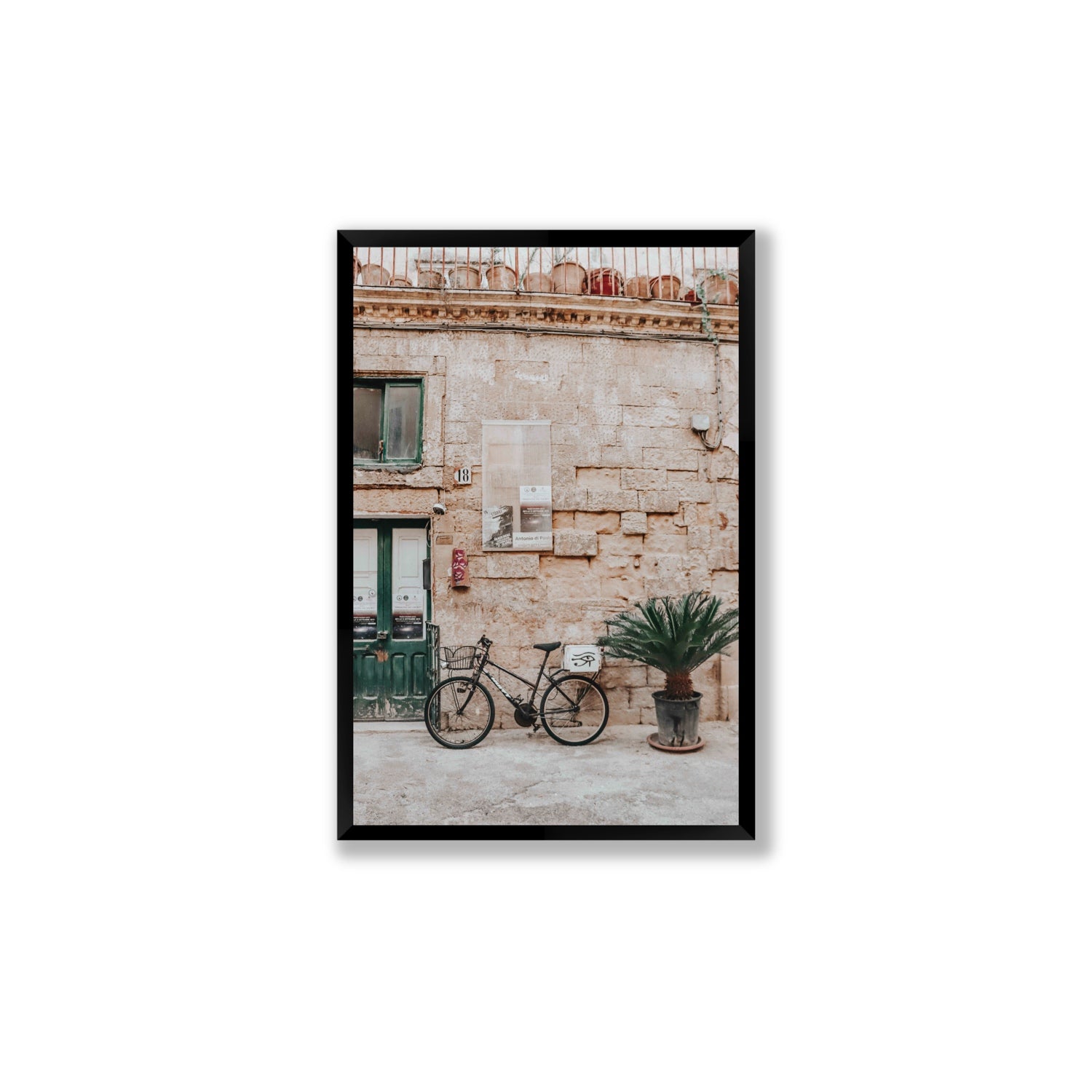 Salento Streets Puglia Lecce Italian wall art Large full-bleed fine art print in black frame