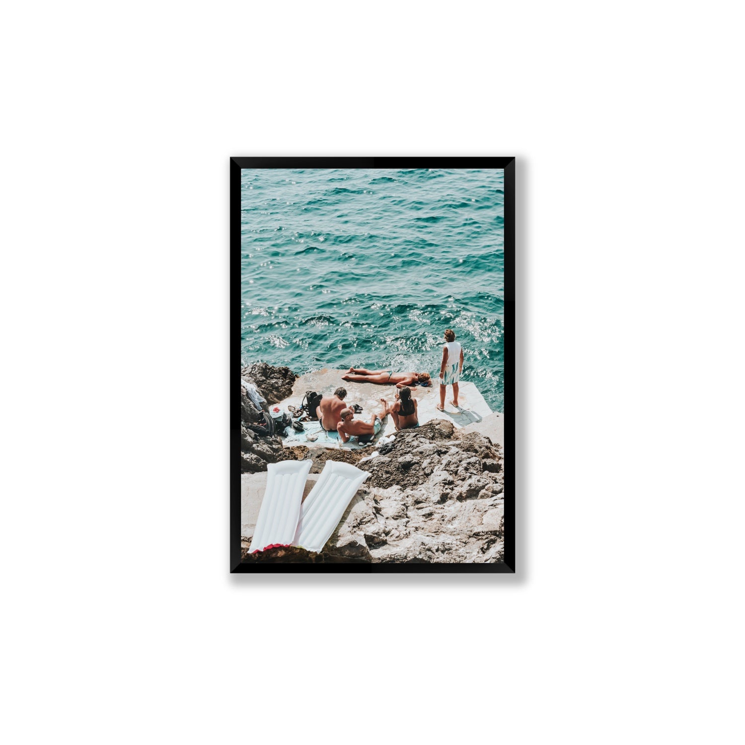 Gli Amici Praiano Amalfi Coast coastal wall art Large full-bleed fine art print in black frame