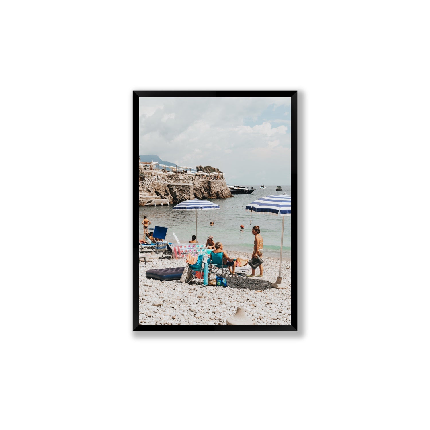Couple Goals Nerano Amalfi Coast coastal wall art Large full-bleed fine art print in black frame