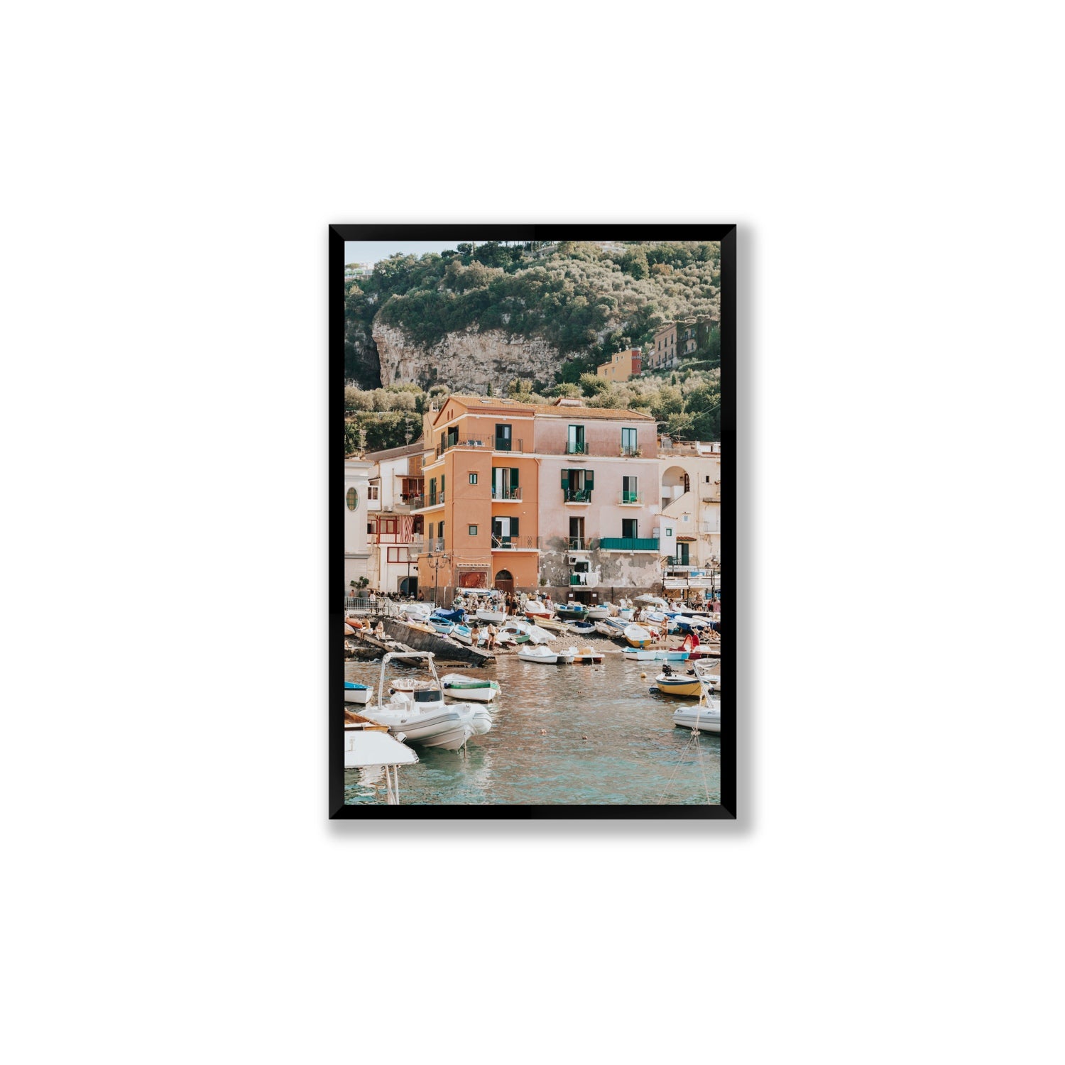 Boatyard Bliss fine art print, Sorrento, Italy, Large, Black Frame · Full Bleed, Fine Art Print